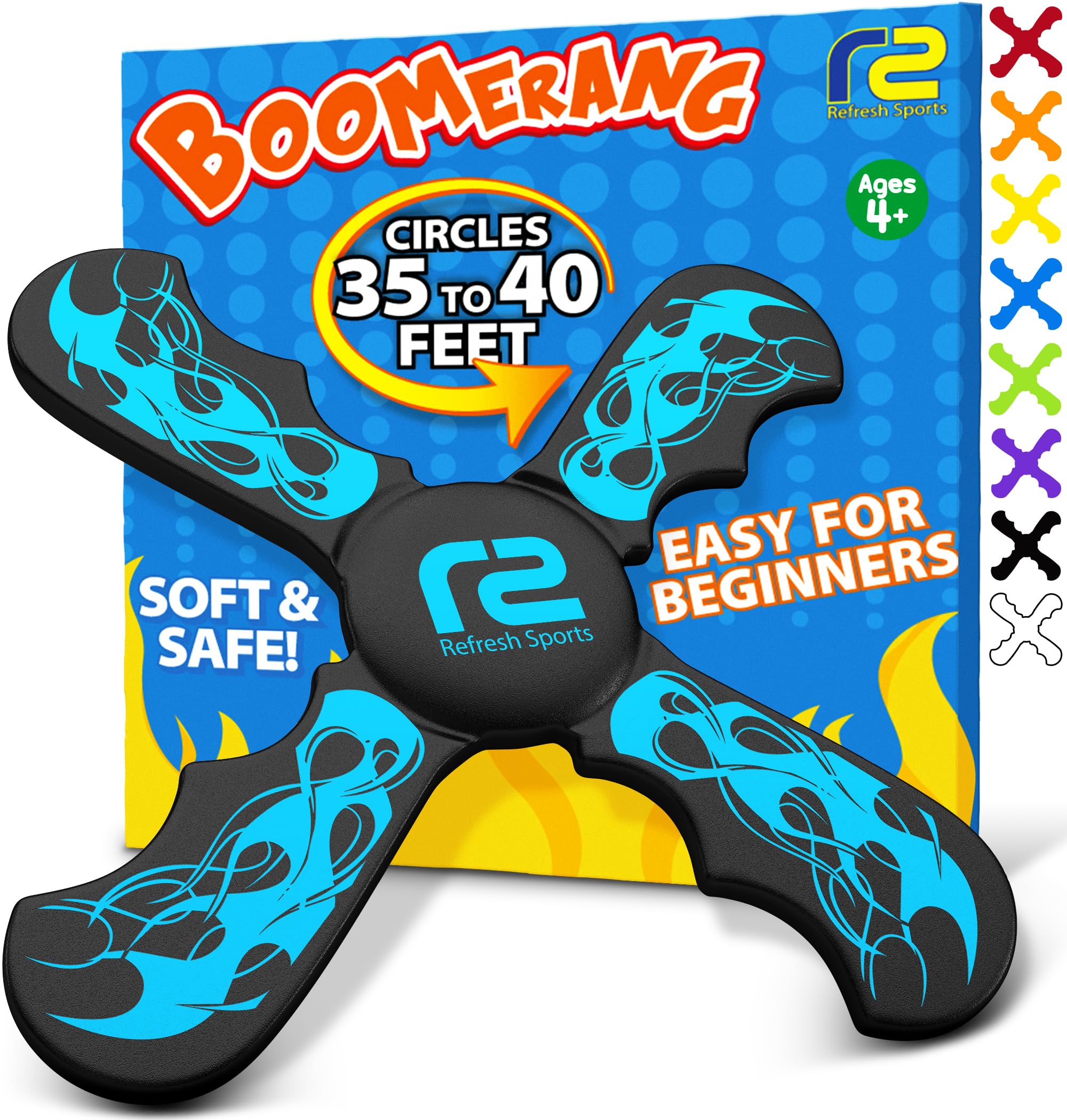 Old World Hub fun boomerang for kids, soft and easy to use outdoor toy, perfect Easter basket stuffer for boys and girls ages 6-10.