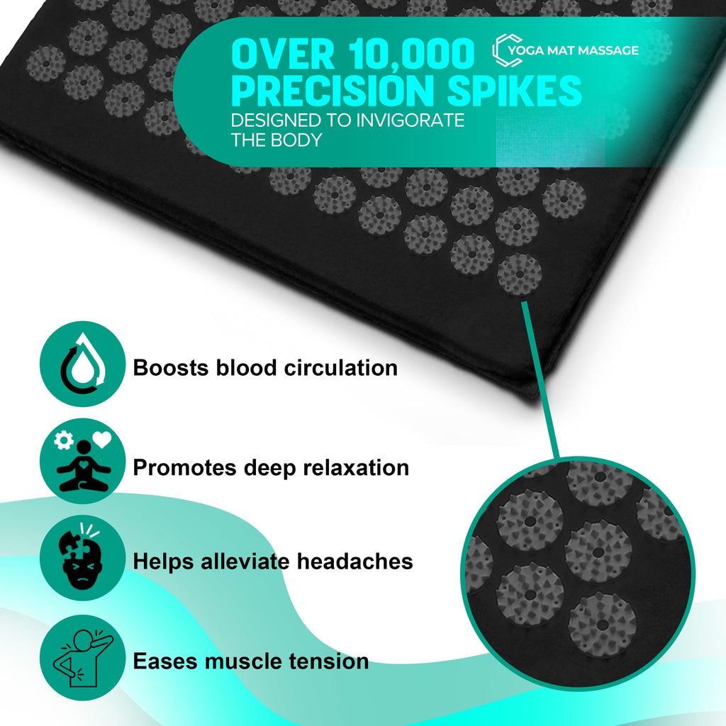 Green Sivan acupressure mat and pillow set by Old World Hub for back, neck, and sciatic pain relief with textured surface.