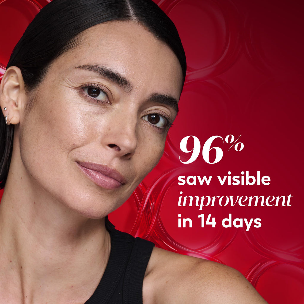 Olay Regenerist neck and face roller with cooling, fragrance-free design, used for tightening, firming, and anti-aging skincare.