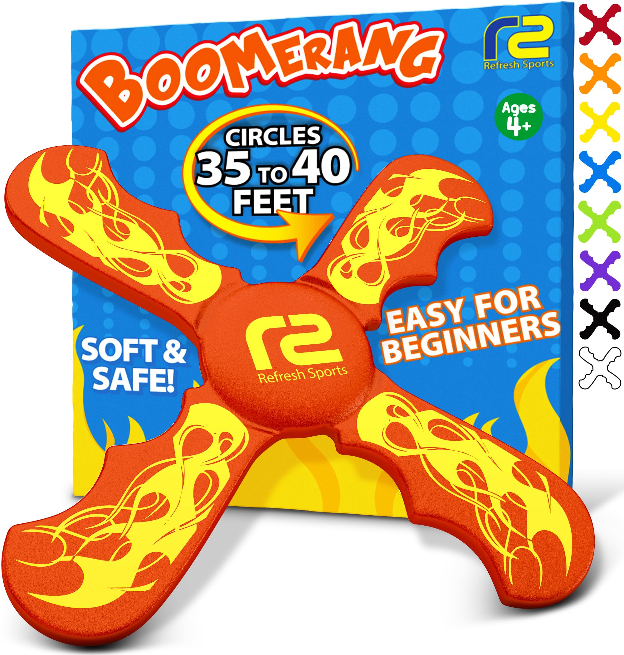 Old World Hub fun boomerang for kids, soft and easy to use outdoor toy, ideal Easter basket stuffer for boys and girls aged 6-12.