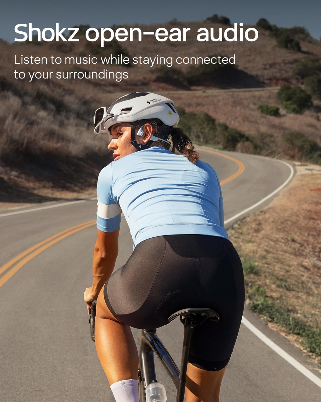 SHOKZ OpenRun Pro 2 bone conduction headphones with open-ear design, Bluetooth wireless sport earphones, reflective strip, and deep bass.