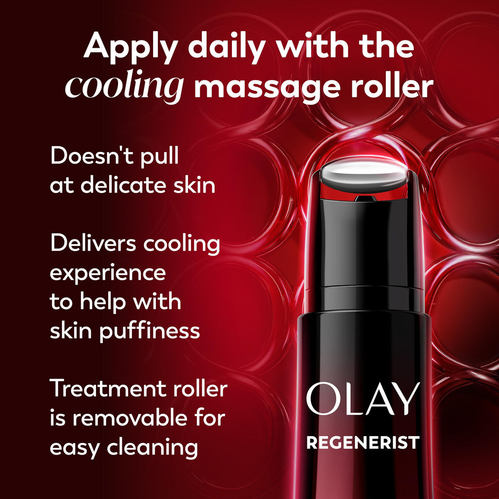 Old World Hub Olay Regenerist neck and face roller showing the cooling, fragrance-free device used for tightening and firming skin.