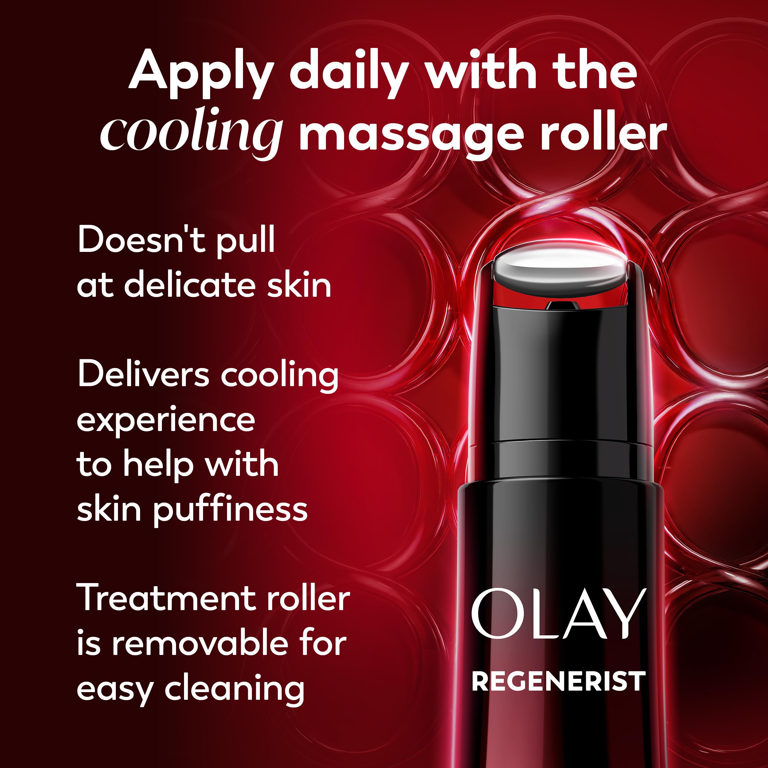 Old World Hub Olay Regenerist neck and face roller showing the cooling, fragrance-free device used for tightening and firming skin.