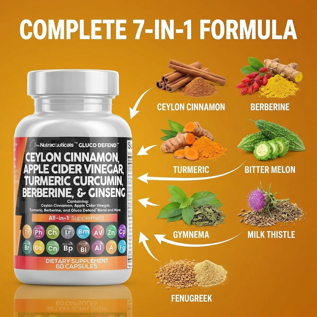 Old World Hub Ceylon Cinnamon Capsules with Berberine, Turmeric, Ginseng, and Milk Thistle supplement for men and women.