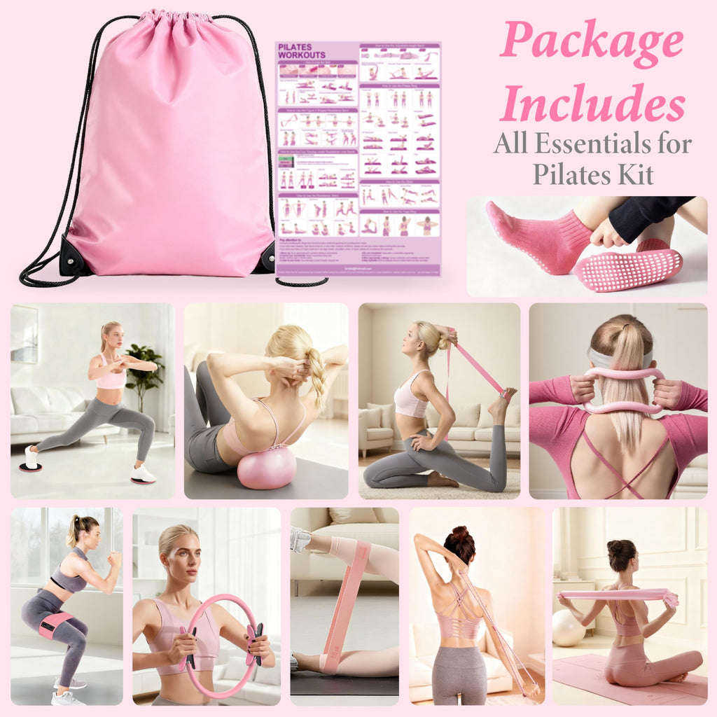 Old World Hub Pilates kit with exercise ring and ball for home workouts and travel, ideal Pilates essentials for women.