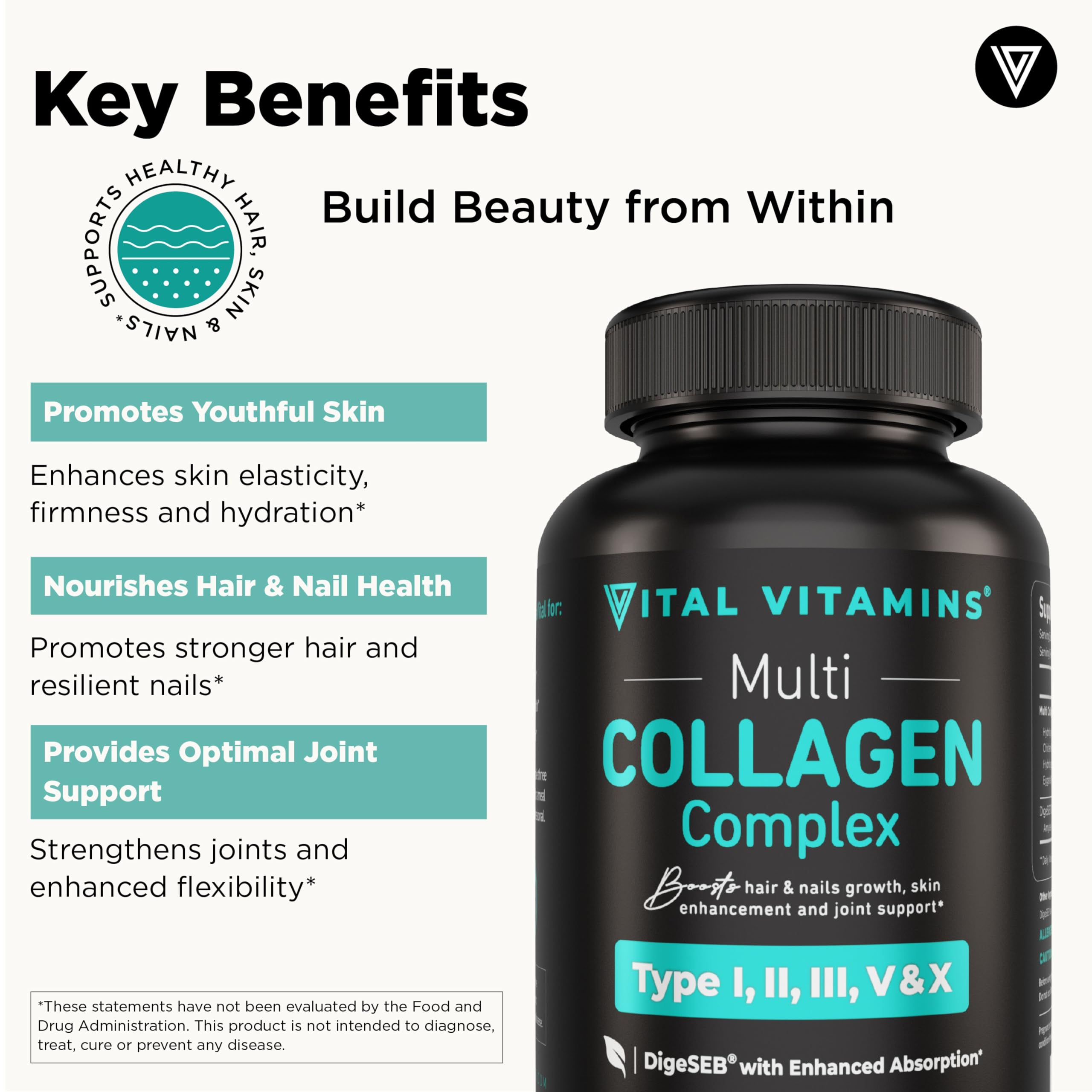 Vital Vitamins multi collagen capsules by Old World Hub, grass-fed collagen peptides, non-GMO supplement for men and women.