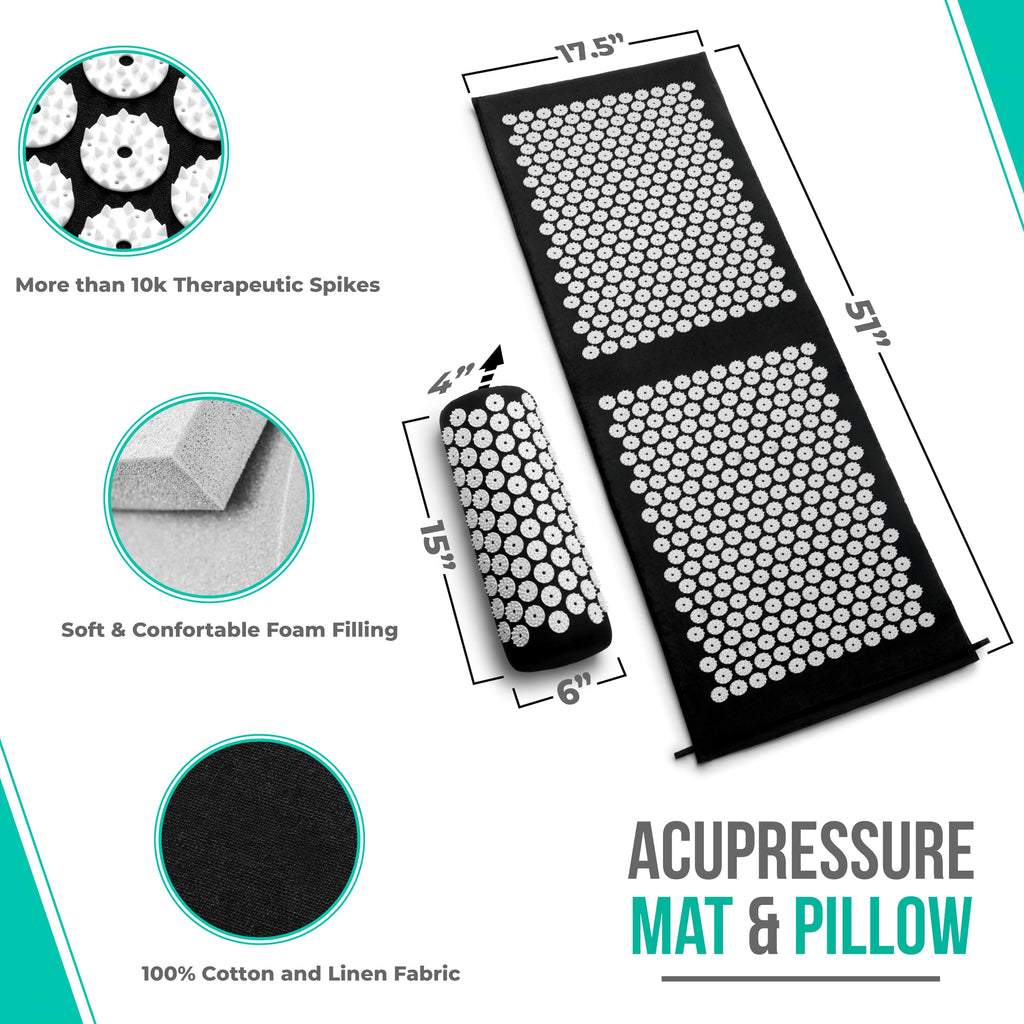 Green Sivan acupressure mat and pillow set for back, neck, and sciatic pain relief, designed by Old World Hub.