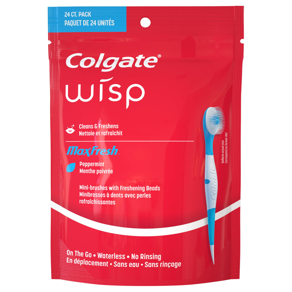Old World Hub Colgate Max Fresh Wisp peppermint disposable travel toothbrushes, 24-pack, compact and convenient for on-the-go oral care