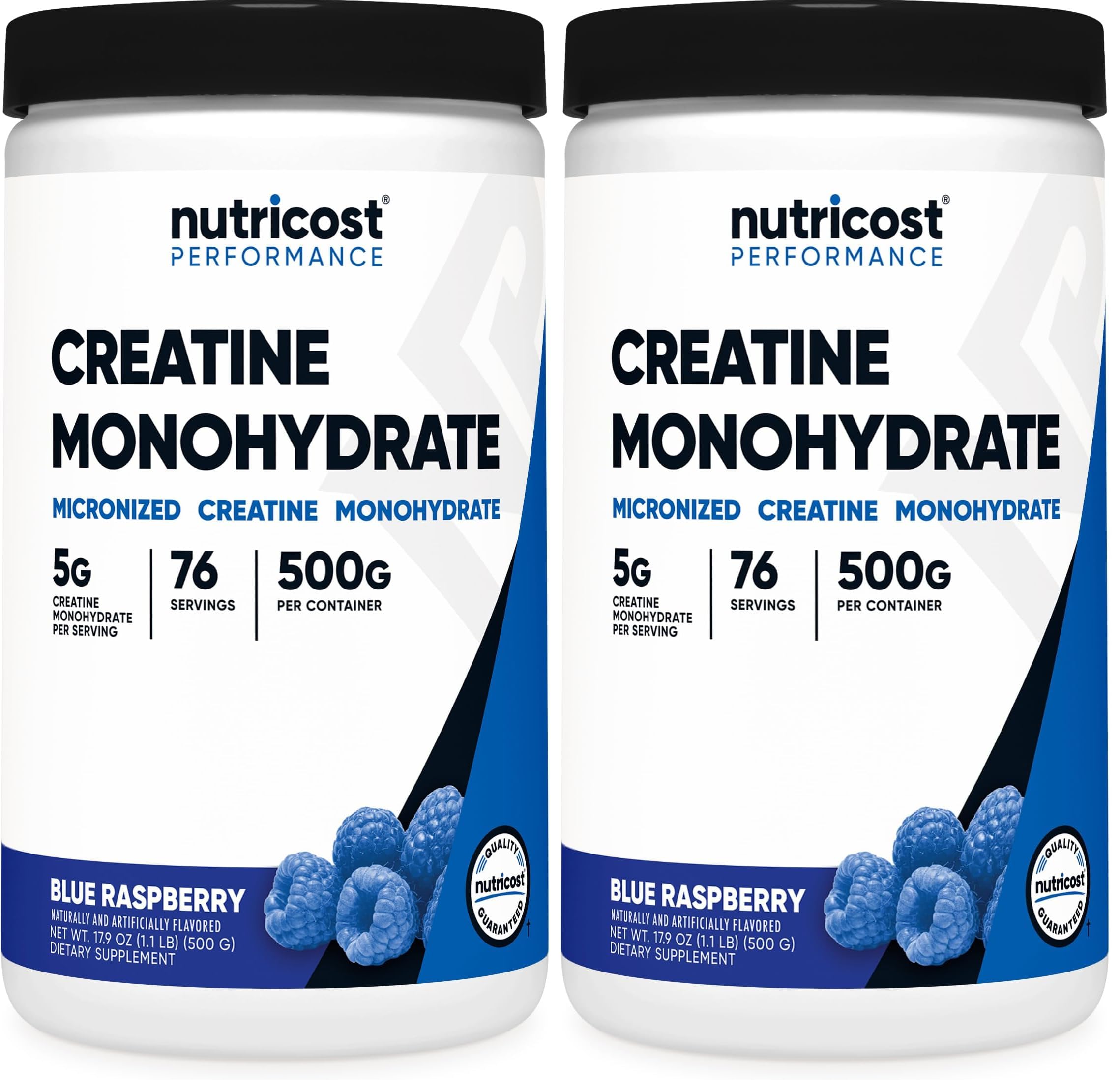 Old World Hub Nutricost Creatine Monohydrate Micronized Powder in 17.9 oz jar, showing the white powder supplement with label.