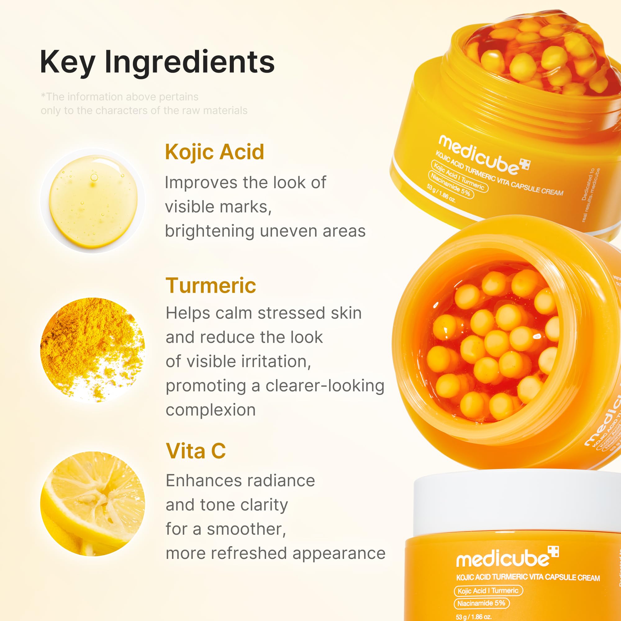 Old World Hub Medicube Capsule Cream with Deep Vitamin C, golden liposome capsules for radiant, firm, and hydrated skin.