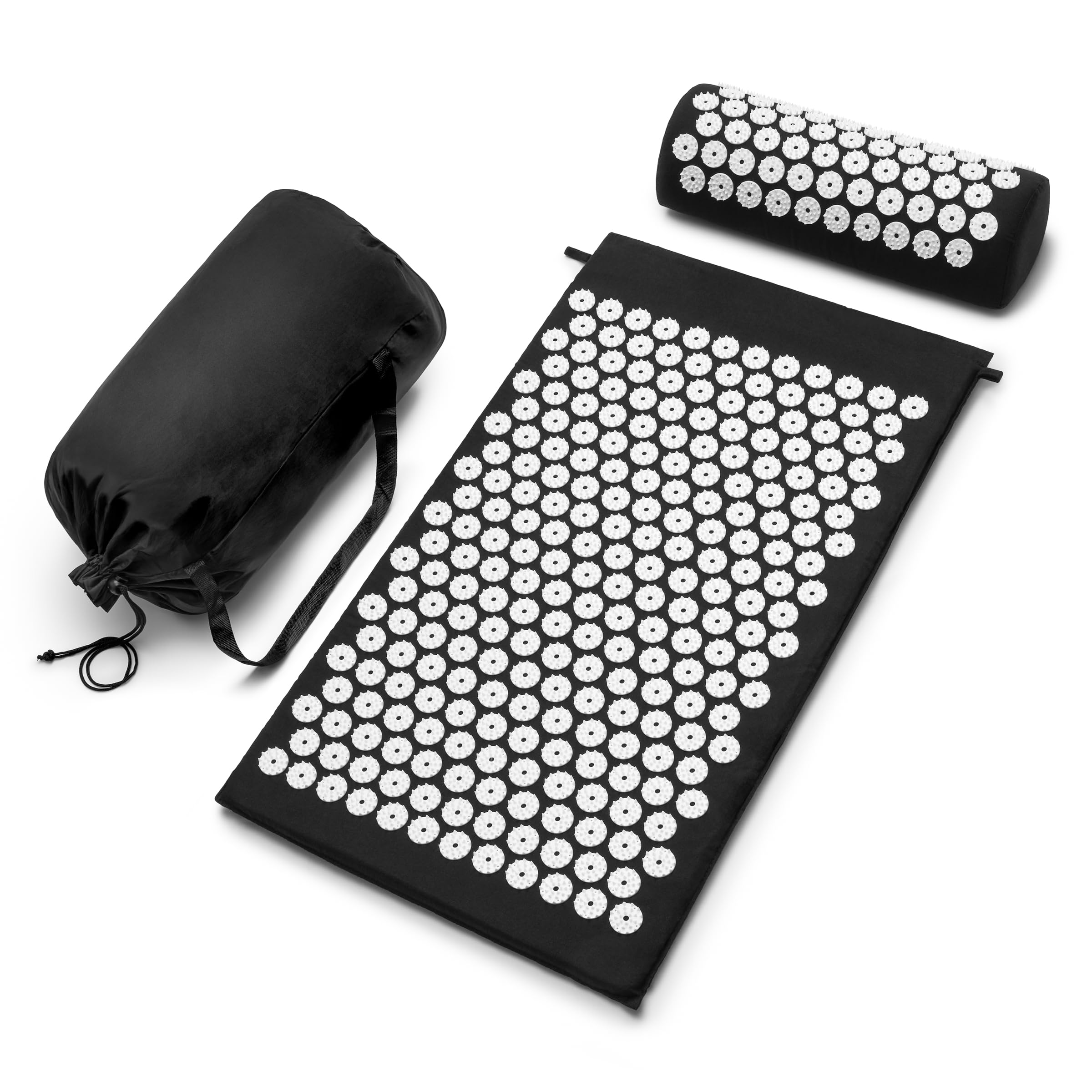 Green Sivan acupressure mat and pillow set for back and neck pain relief, designed to ease stress and sciatic pain.