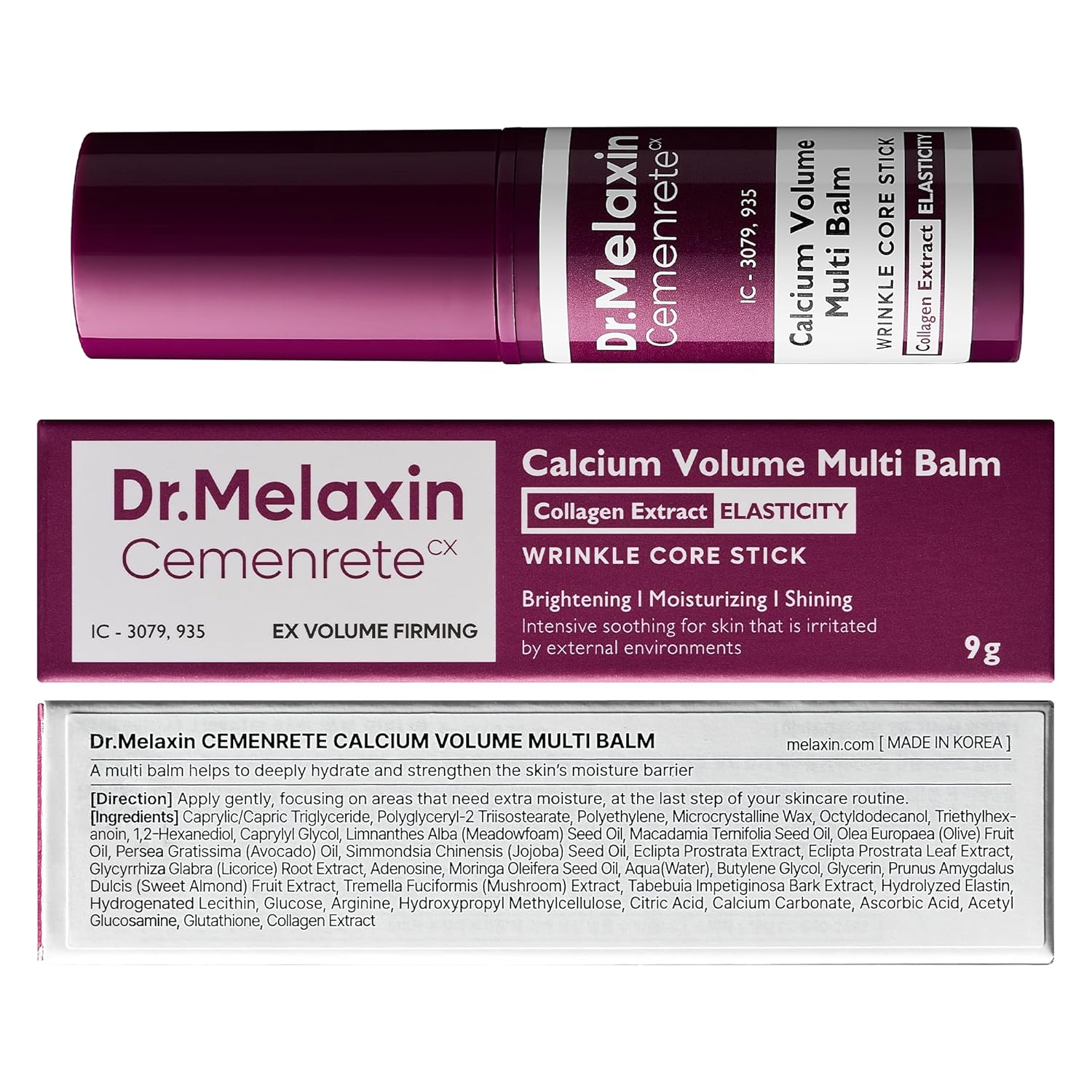 Old World Hub Dr.Melaxin Calcium Multi Balm 9g, Korean skincare stick for collagen, wrinkles, face, eye, and skin volume treatment