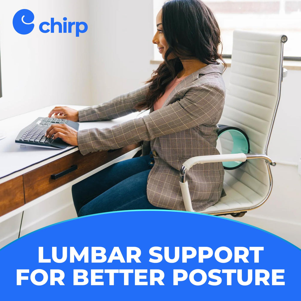 Mint Chirp Wheel foam roller from Old World Hub for back and neck pain relief, muscle massage, and stretching exercises.