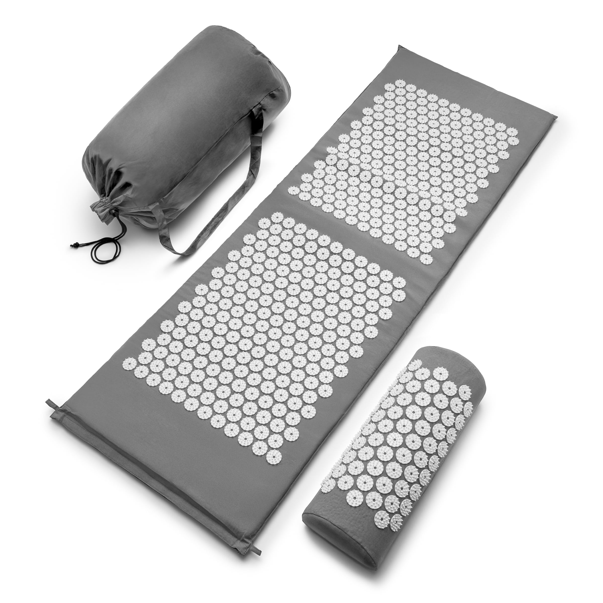 Old World Hub Sivan acupressure mat and pillow set in green for back, neck, and sciatic pain relief, helping reduce stress and discomfort.
