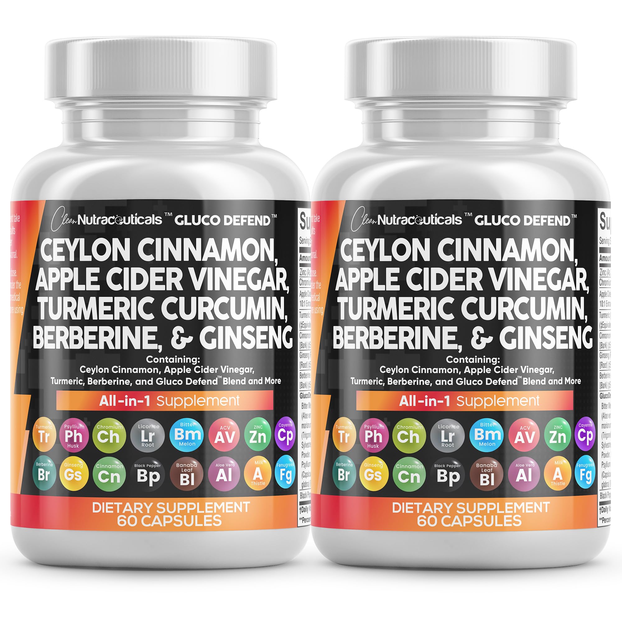 Old World Hub Ceylon Cinnamon Capsules with Berberine, Turmeric, Ginseng, and Milk Thistle for health support, men and women.