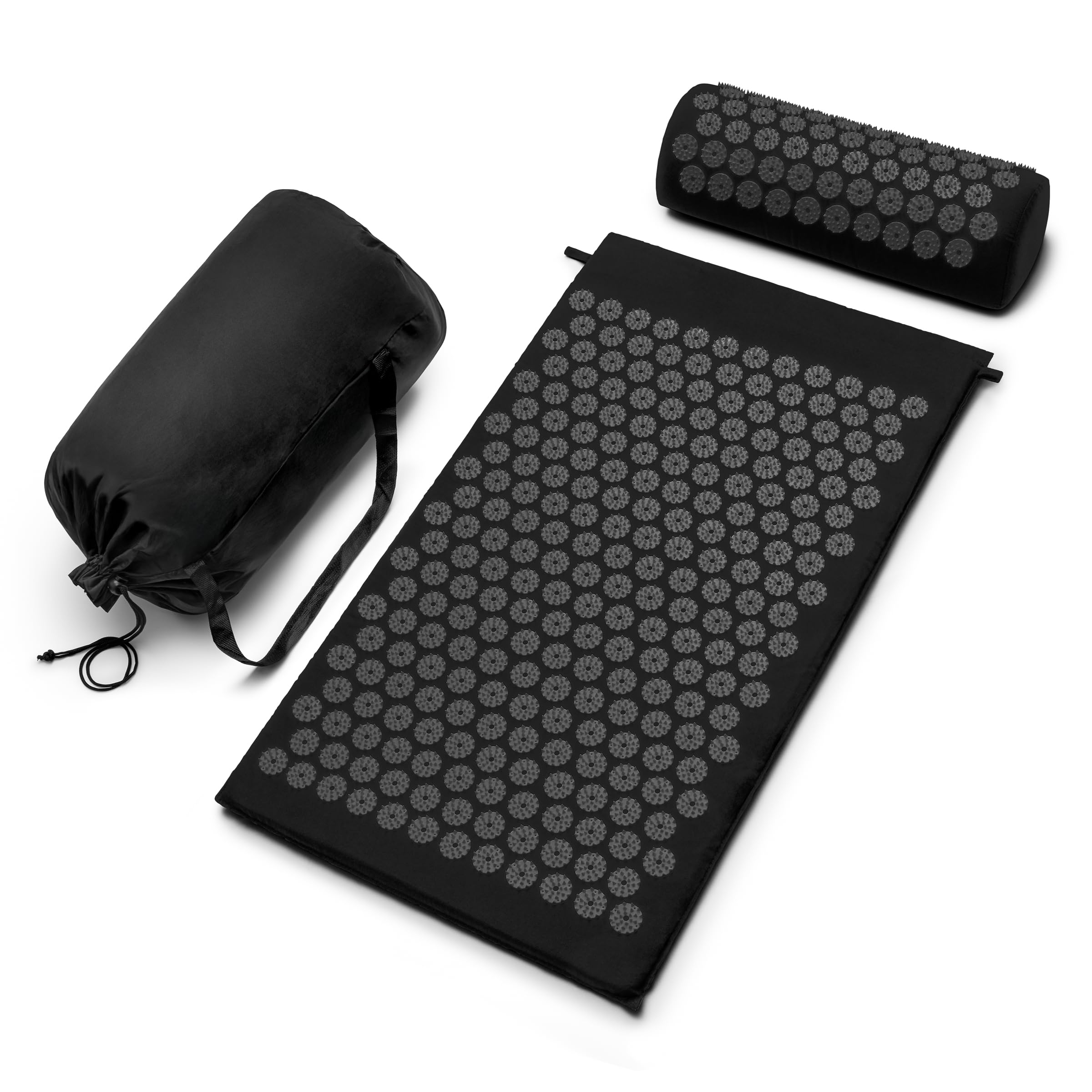 Old World Hub Sivan acupressure mat and pillow set for back, neck, and sciatic pain relief, green, helps relax tense muscles.