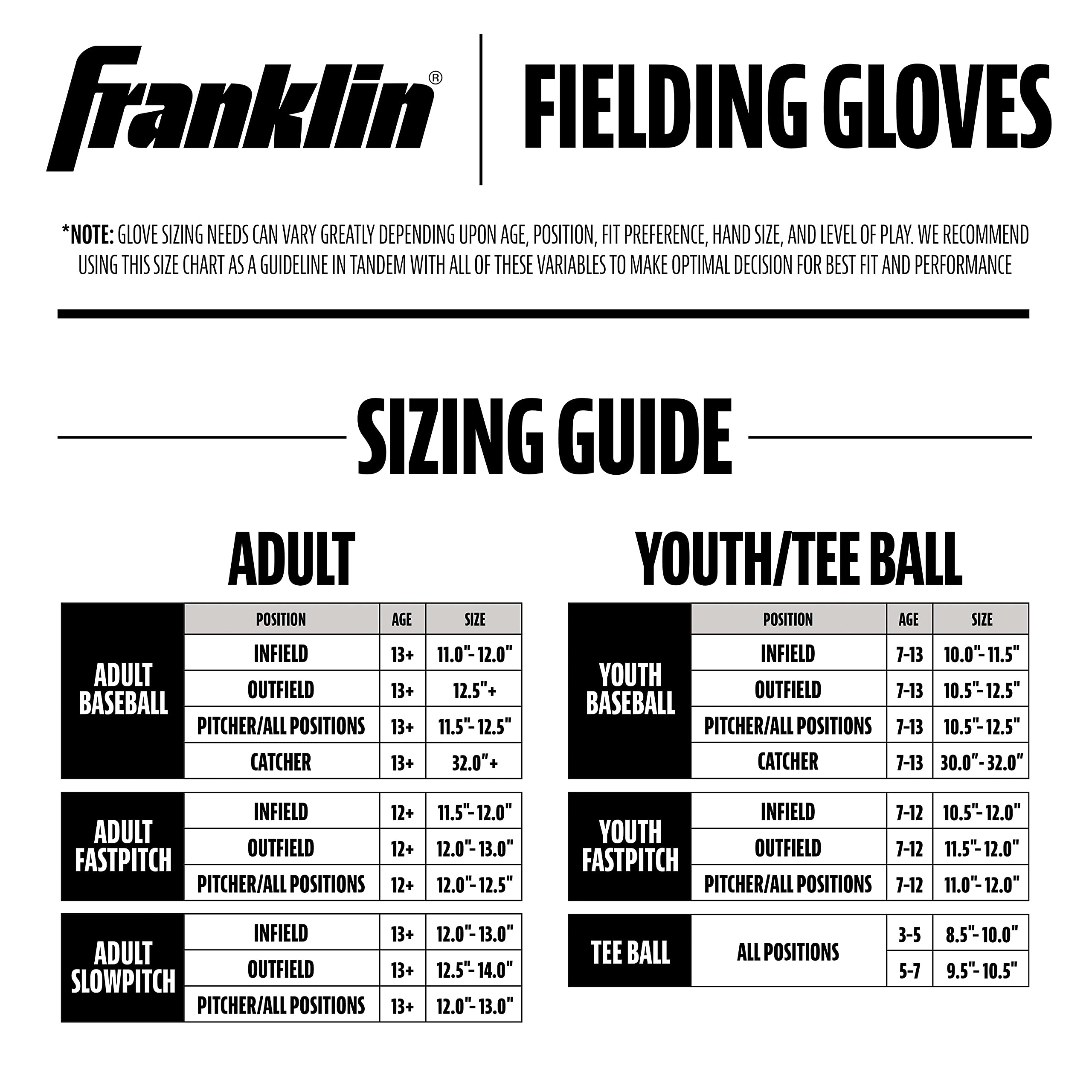 Old World Hub Franklin Sports Field Master baseball and softball glove for adults and youth, right hand throw, durable leather design