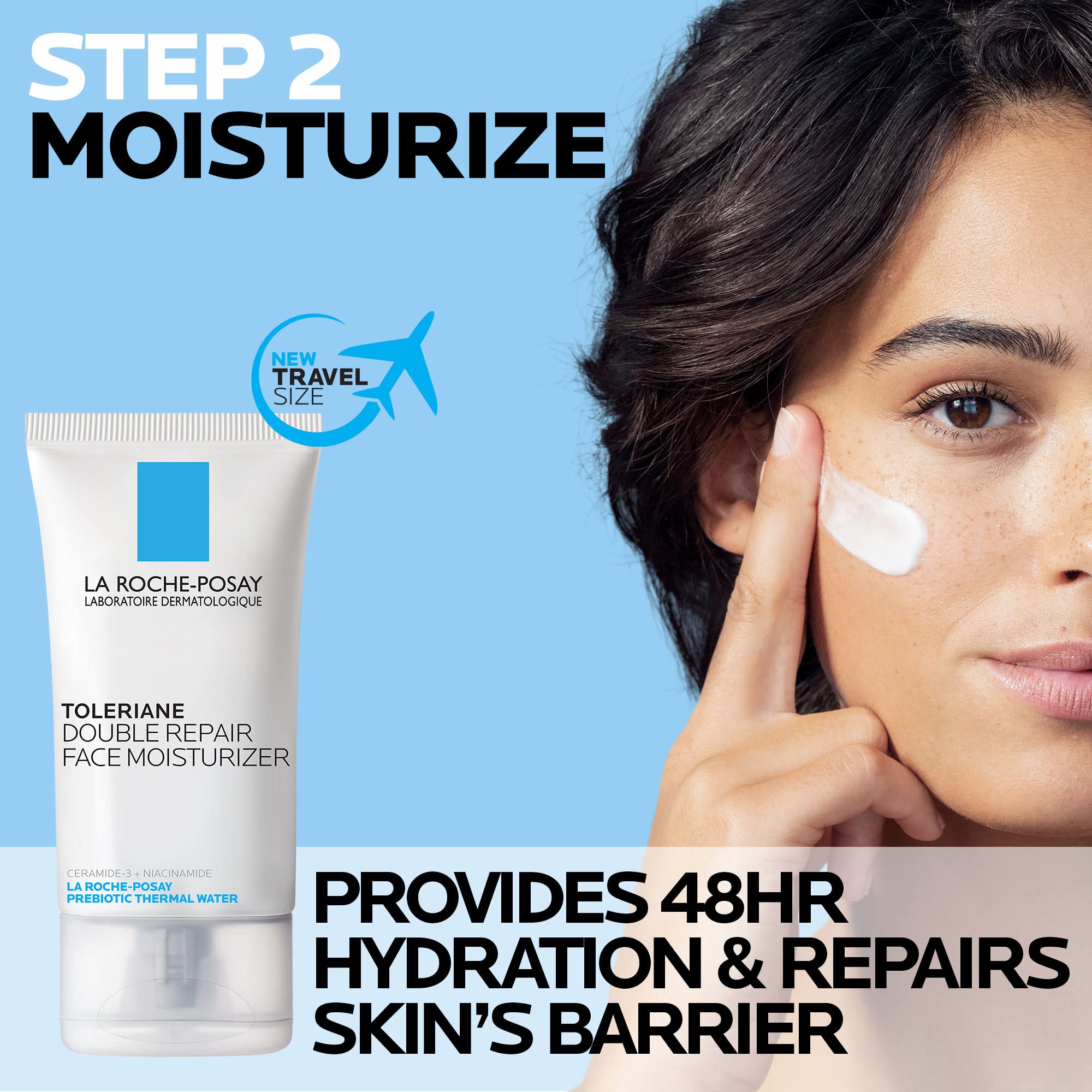 La Roche-Posay Toleriane Hydrating Gentle Face Cleanser bottle with pump for dry and sensitive skin, fragrance-free and hydrating.