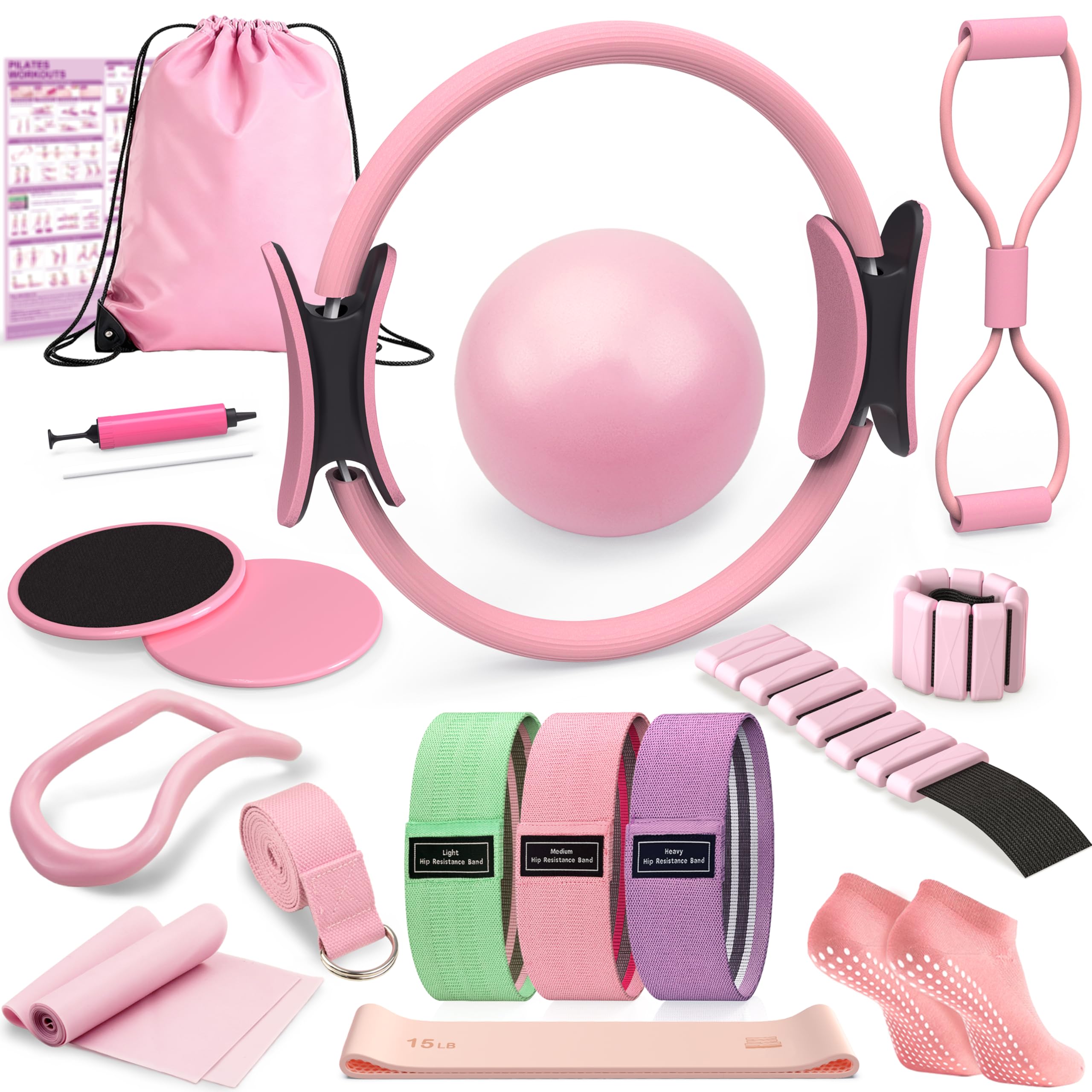Old World Hub Pilates kit with exercise ring and ball set for women, ideal for home, gym, or travel Pilates workouts.