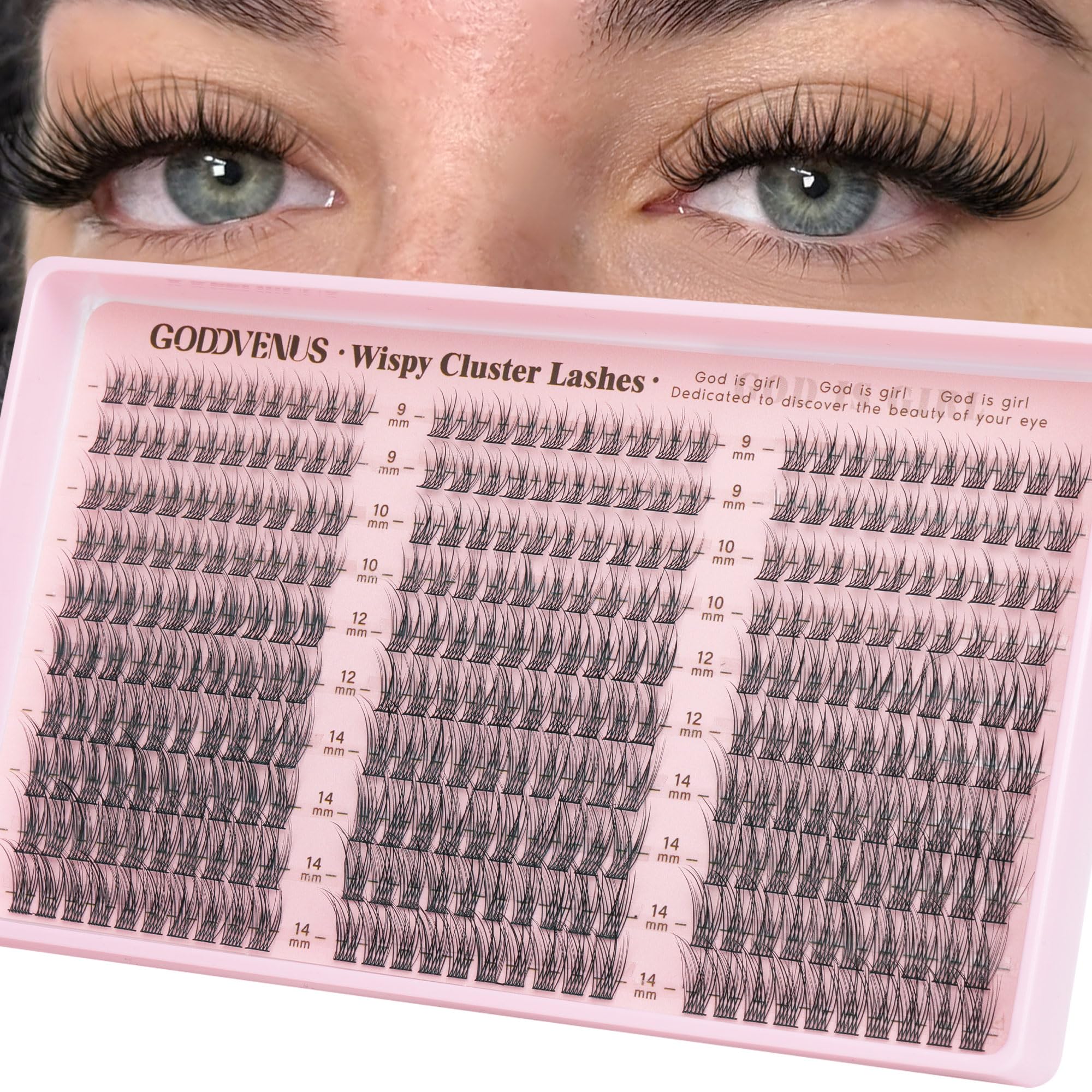 Old World Hub wispy eyelash clusters kit with 300 natural C Curl lash extensions, 10-16mm, for DIY lash extensions, no tweezers included.