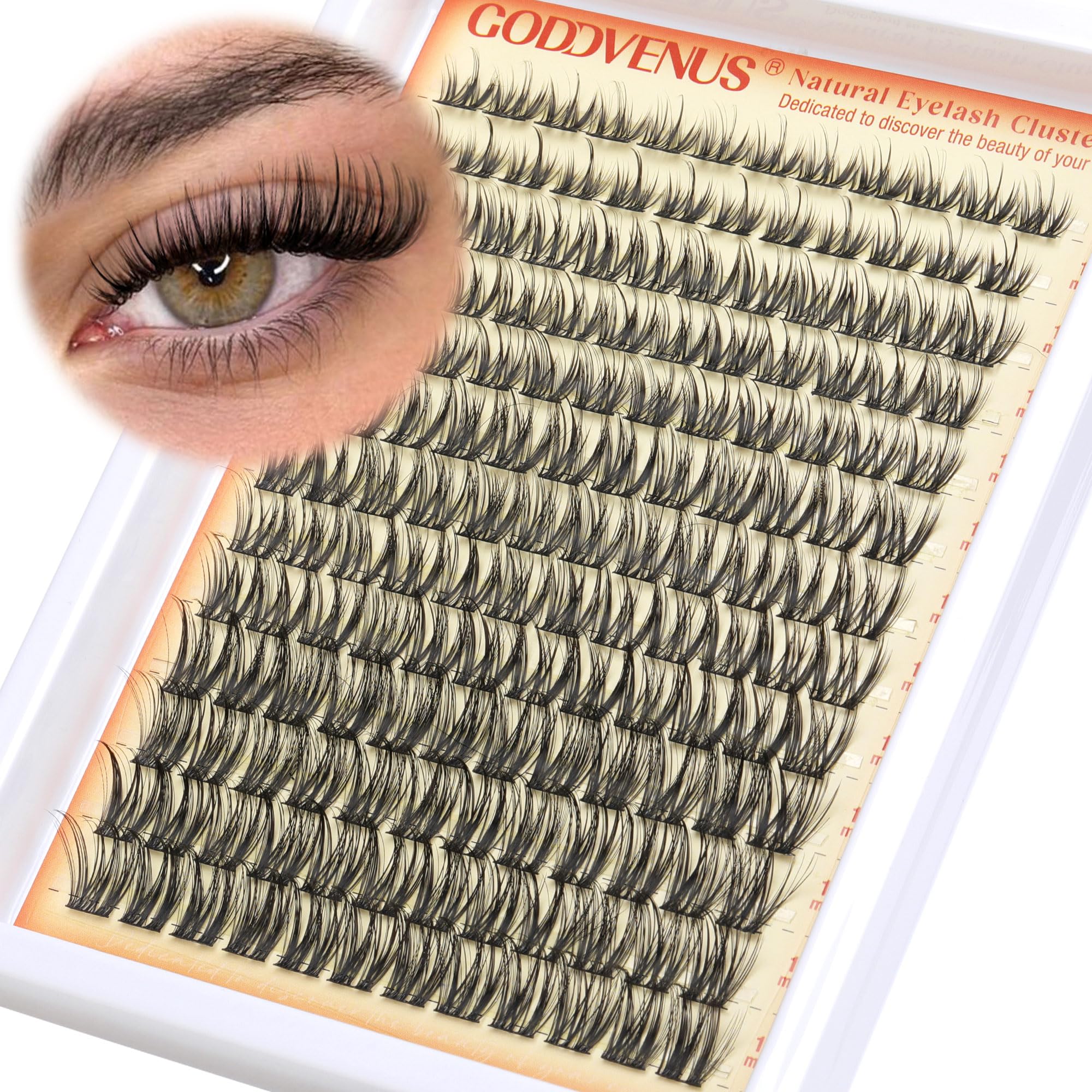 Old World Hub wispy eyelash clusters kit with 300 C curl individual lash extensions in 10-16mm, natural DIY lash extension set