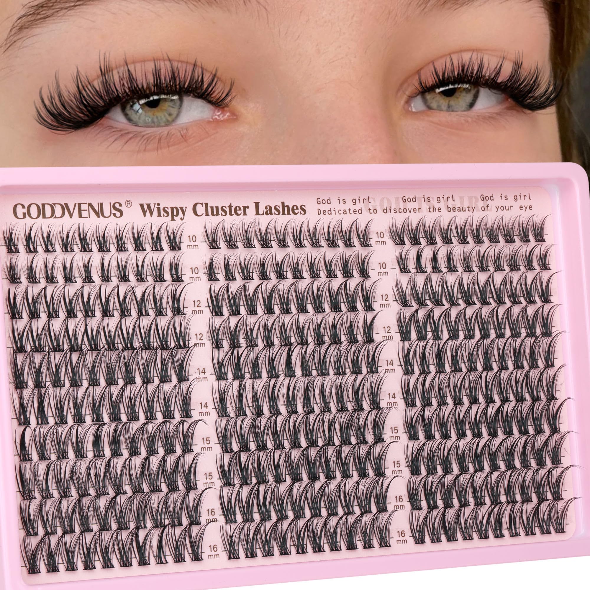 Old World Hub wispy eyelash clusters kit with 300 C curl natural-looking DIY lash extension clusters in 10-16mm.