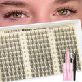 Old World Hub wispy eyelash clusters kit with 300 C curl individual lashes, 10-16mm, for natural DIY lash extensions.