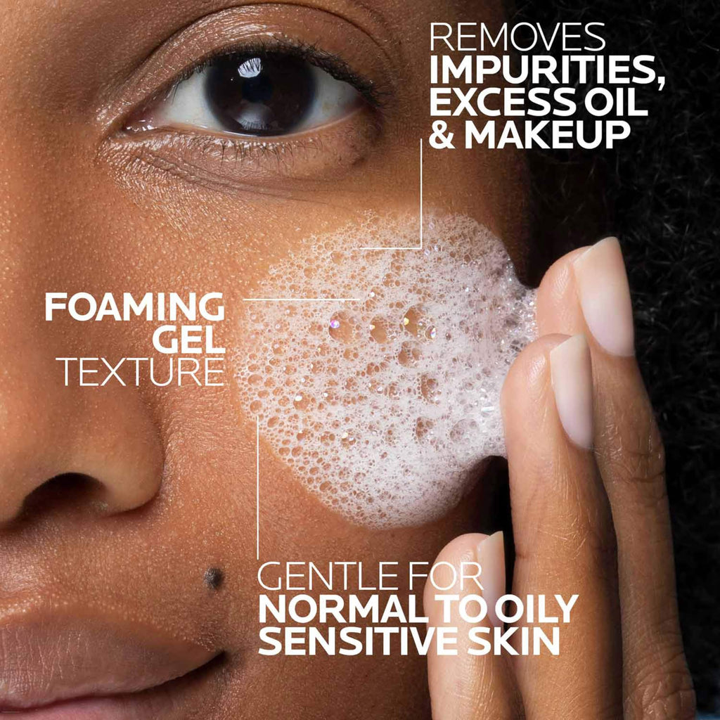 La Roche-Posay Toleriane Purifying Foaming Facial Cleanser for sensitive skin, with niacinamide and ceramides, soap-free, oil-free face wash