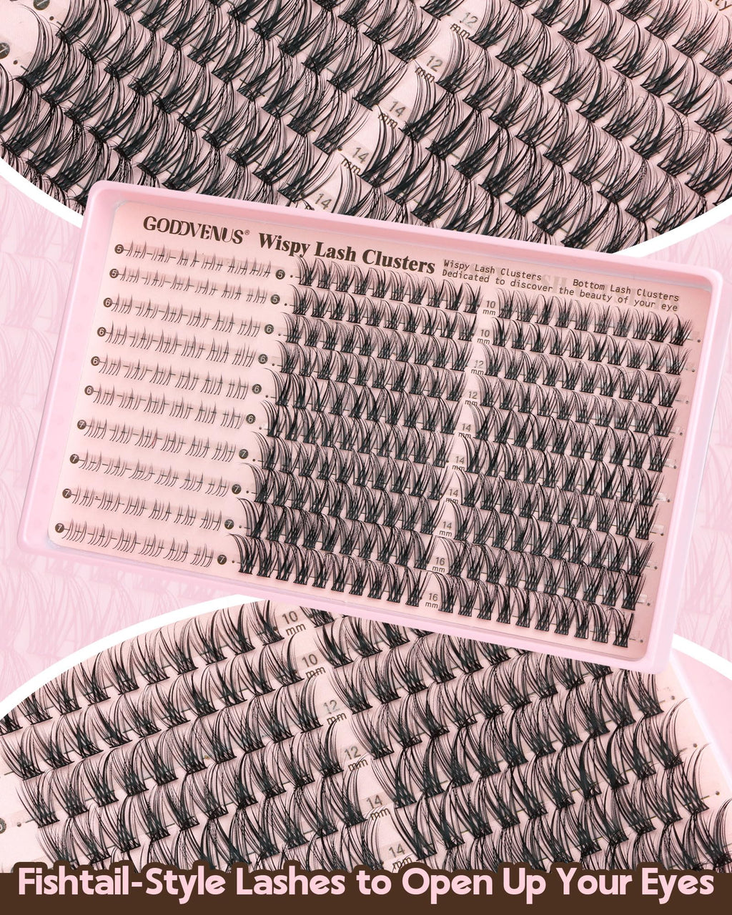 Old World Hub wispy eyelash clusters kit with 300 C curl natural-looking 10-16mm lash extension clusters for DIY eyelash extensions.