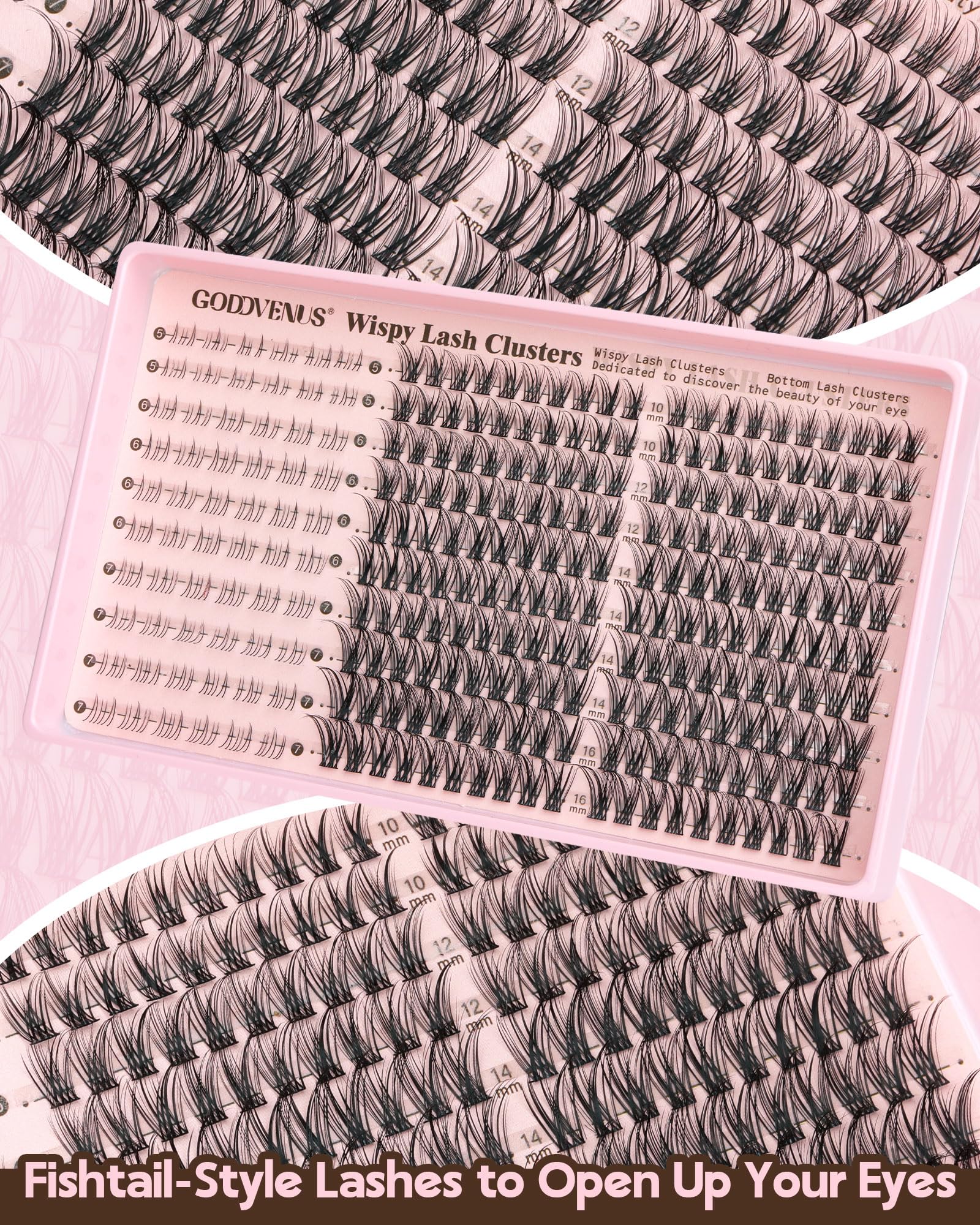 Old World Hub wispy eyelash clusters kit with 300 C curl natural-looking 10-16mm lash extension clusters for DIY eyelash extensions.