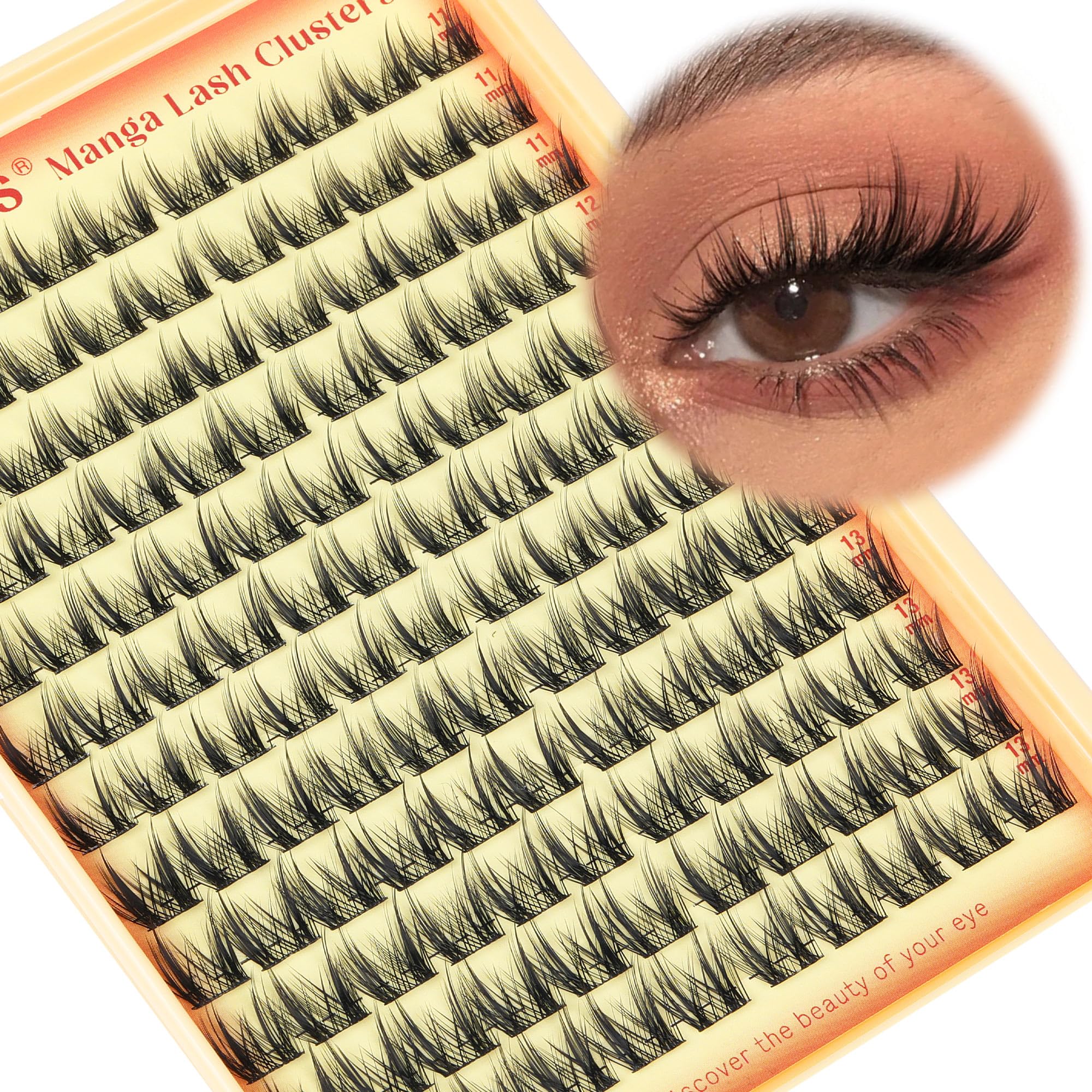 Old World Hub wispy eyelash clusters kit with 300 C curl individual lash extensions, natural-looking DIY lash extension set.