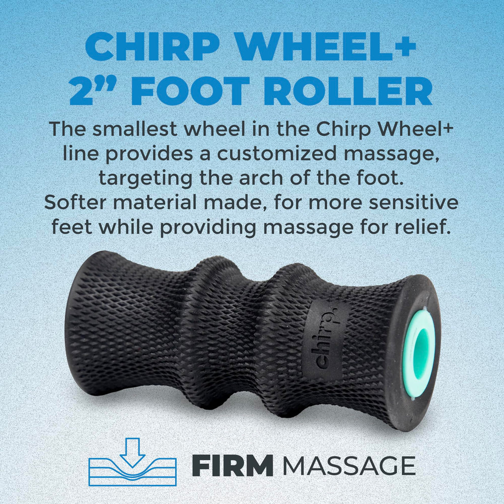 Mint-colored Old World Hub Chirp Wheel foam roller for back and neck pain relief, muscle massage, and stretching therapy.
