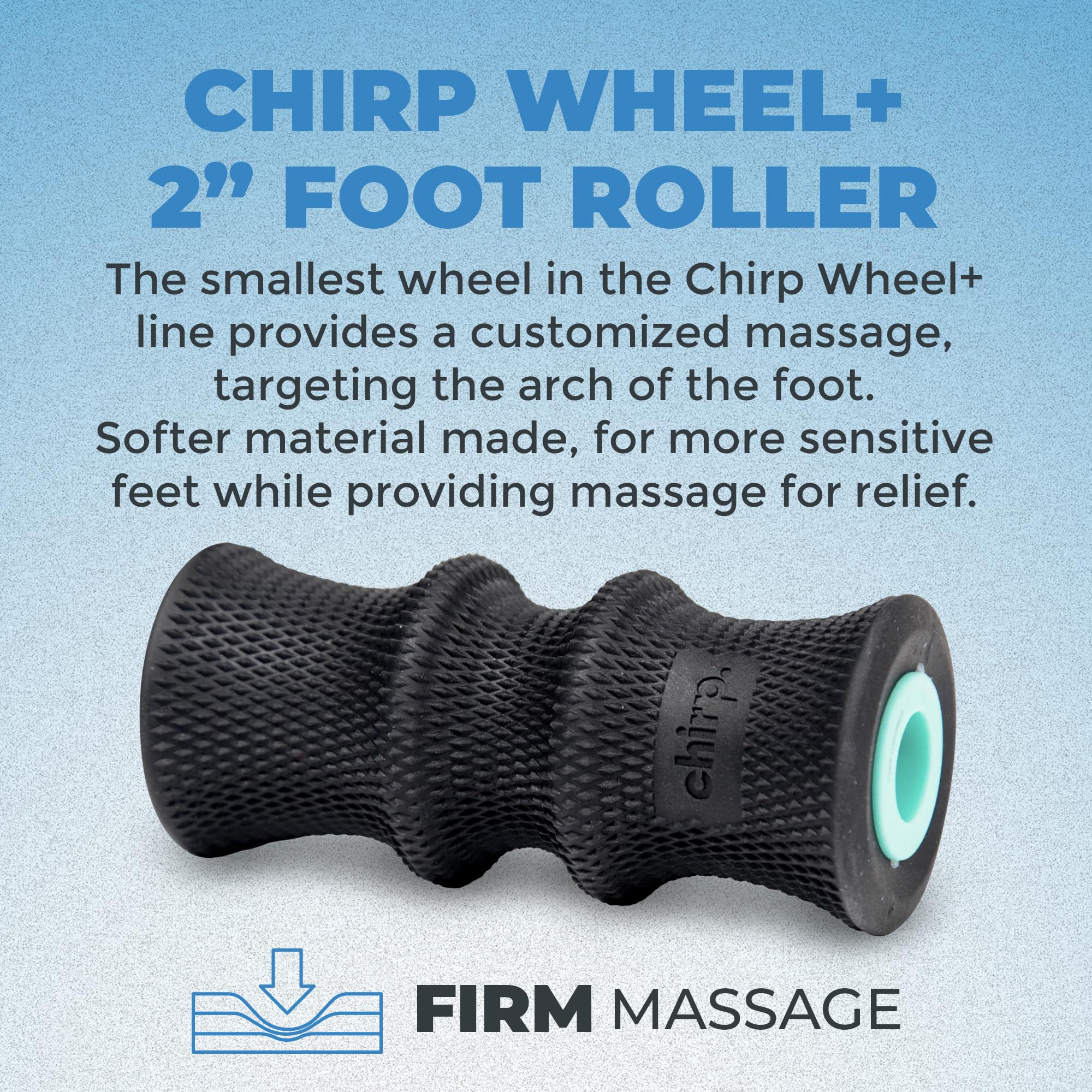 Mint-colored Old World Hub Chirp Wheel foam roller for back and neck pain relief, muscle massage, and stretching therapy.