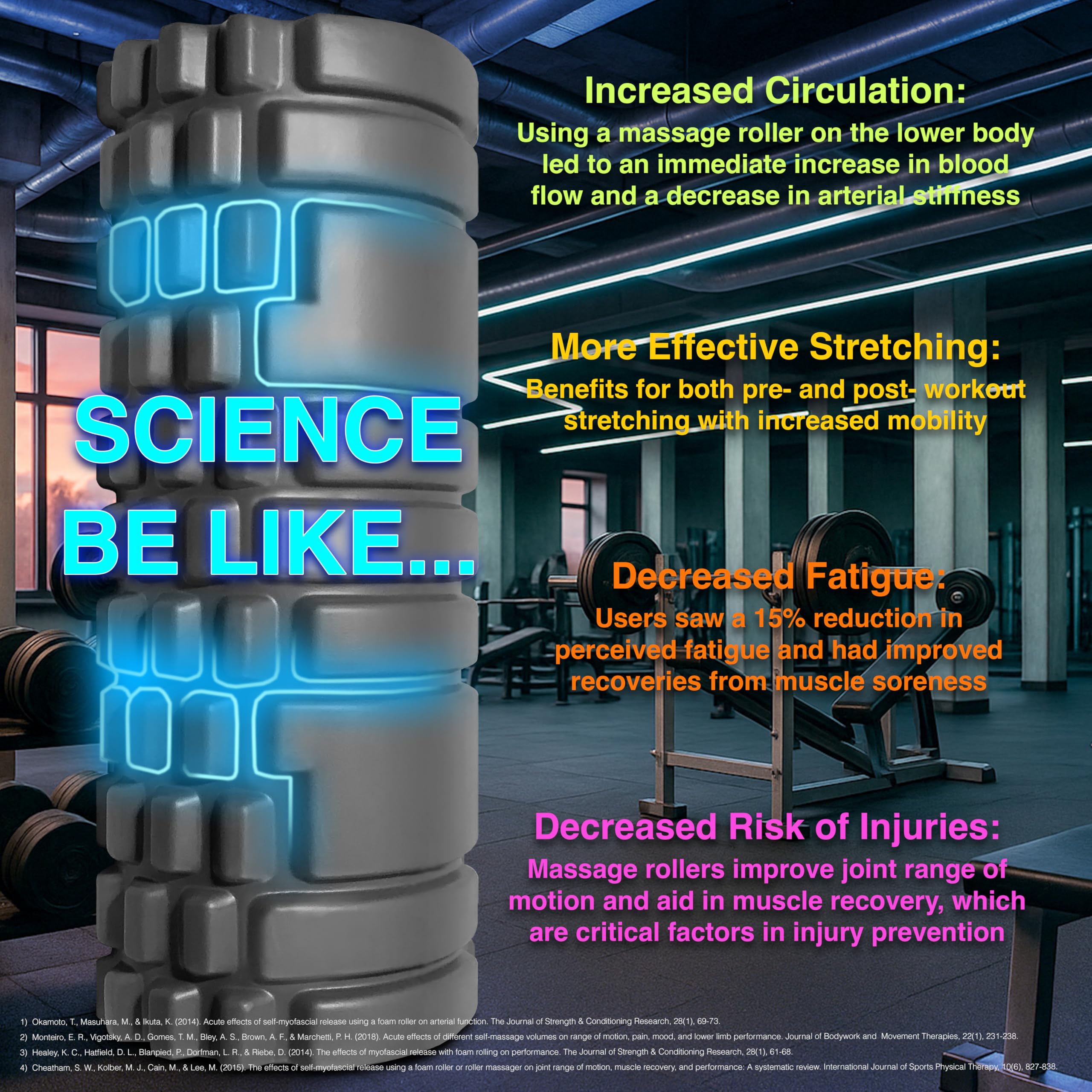 Old World Hub 321 Strong Foam Roller for deep tissue muscle massage and trigger point release, shown in a neutral setting.