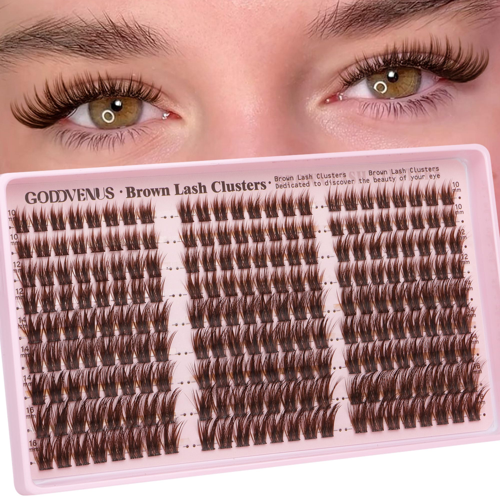Old World Hub wispy eyelash clusters kit with 300 C curl DIY lash extensions in 10-16mm, natural look, no tweezers included.
