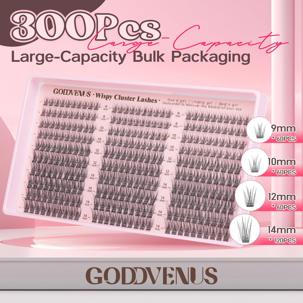 Old World Hub wispy eyelash clusters kit with 300 C curl natural-looking 10-16mm lash extensions for DIY eyelash enhancement.
