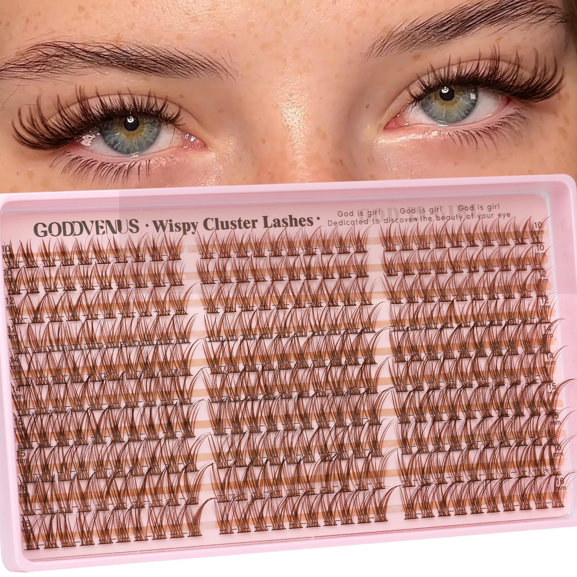 Old World Hub lash clusters kit with 300 C curl natural DIY eyelash extensions, 10-16mm wispy cluster lashes, no tweezers included