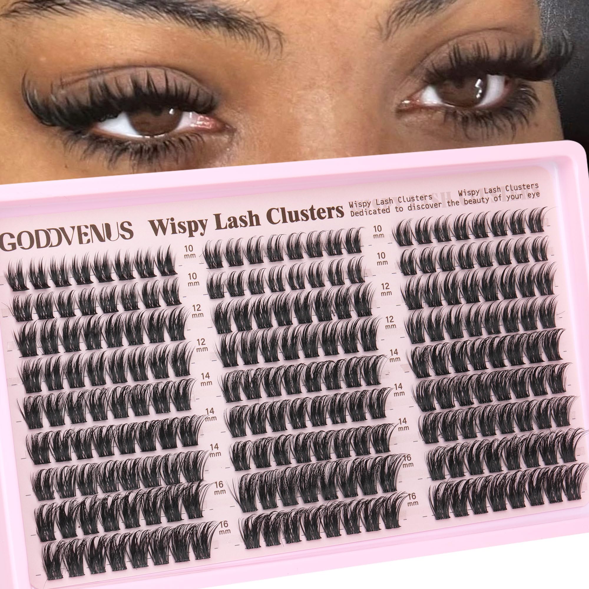 Old World Hub lash clusters kit with 300 natural C curl eyelash extensions in 10-16mm, DIY DIY cluster lashes for natural looks.