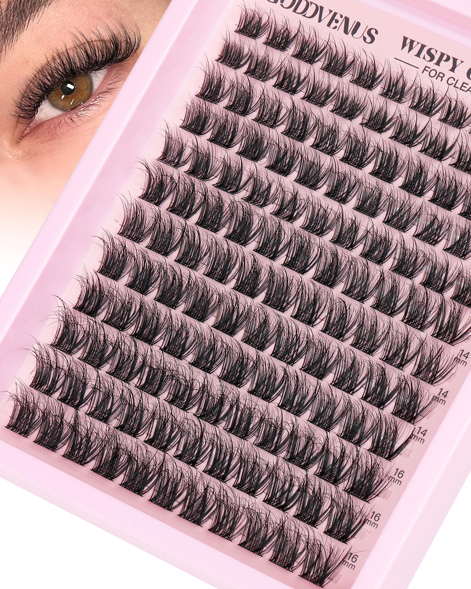 Old World Hub lash clusters kit with 300 C curl natural eyelash extensions, 10-16mm DIY eyelash clusters without tweezers