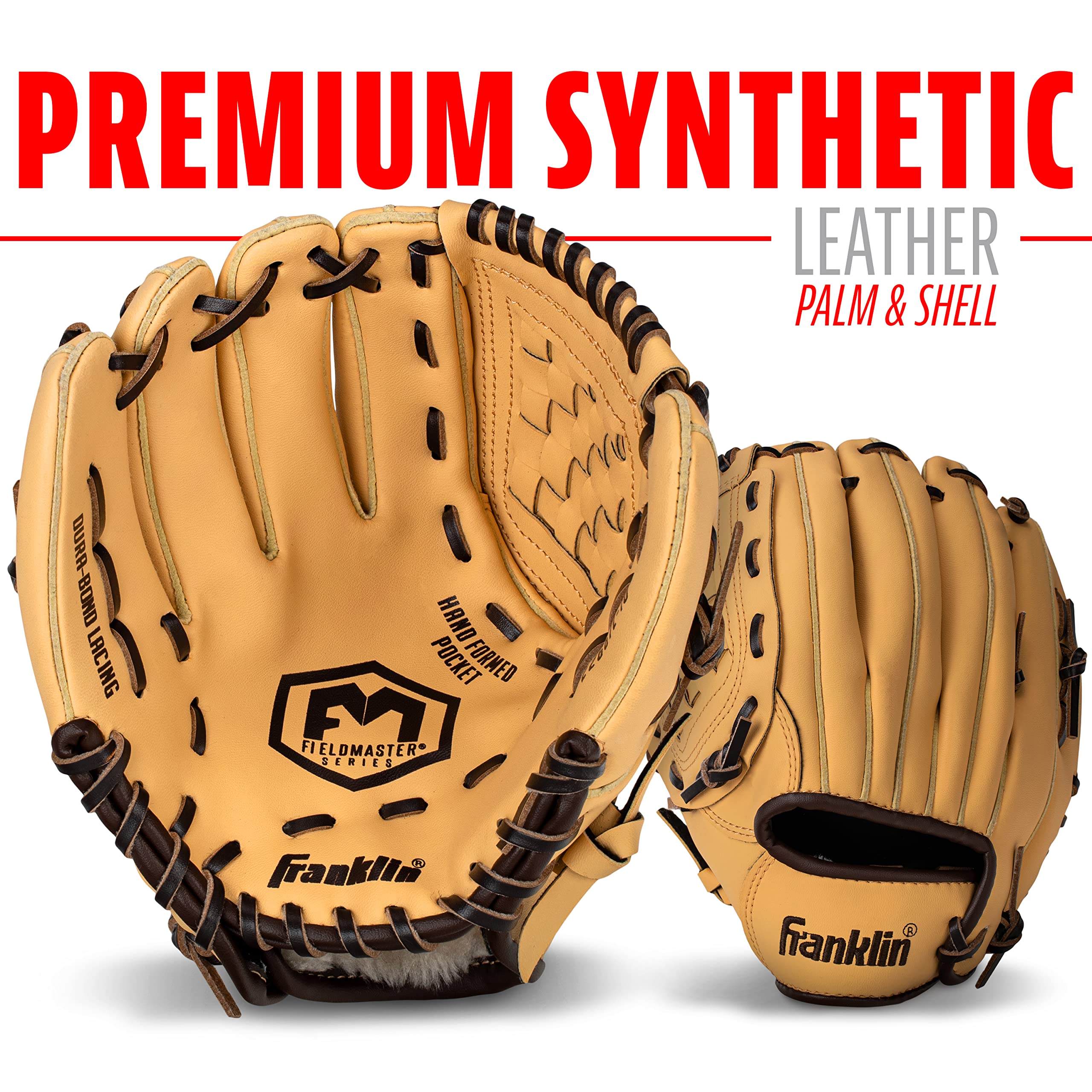 Old World Hub Franklin Sports Field Master baseball and softball glove for adults and youth, right-handed throw, durable leather mitt.