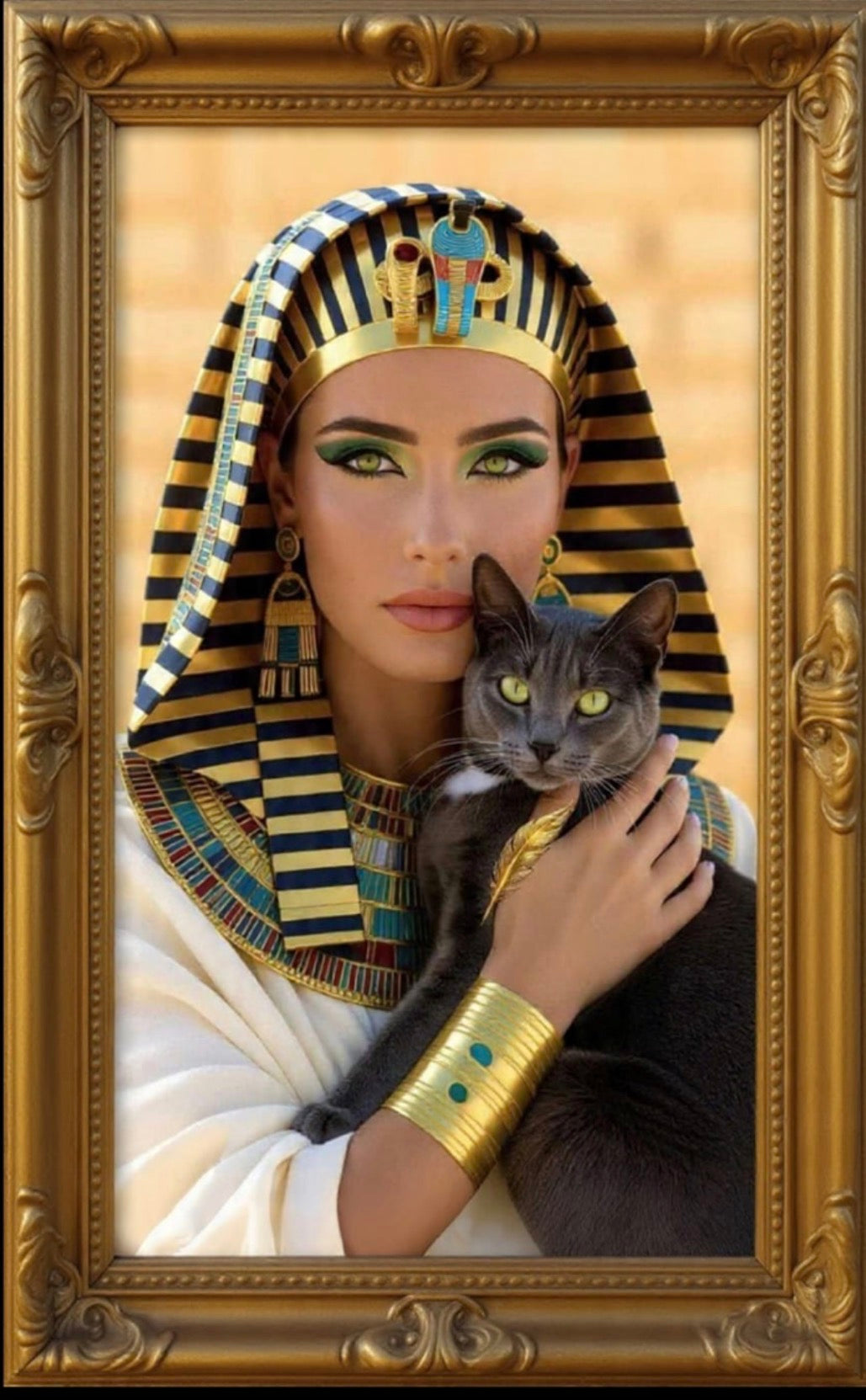 Old World Hub Cleopatra figurine with detailed gold and black embellishments, showcasing intricate craftsmanship and elegant design.