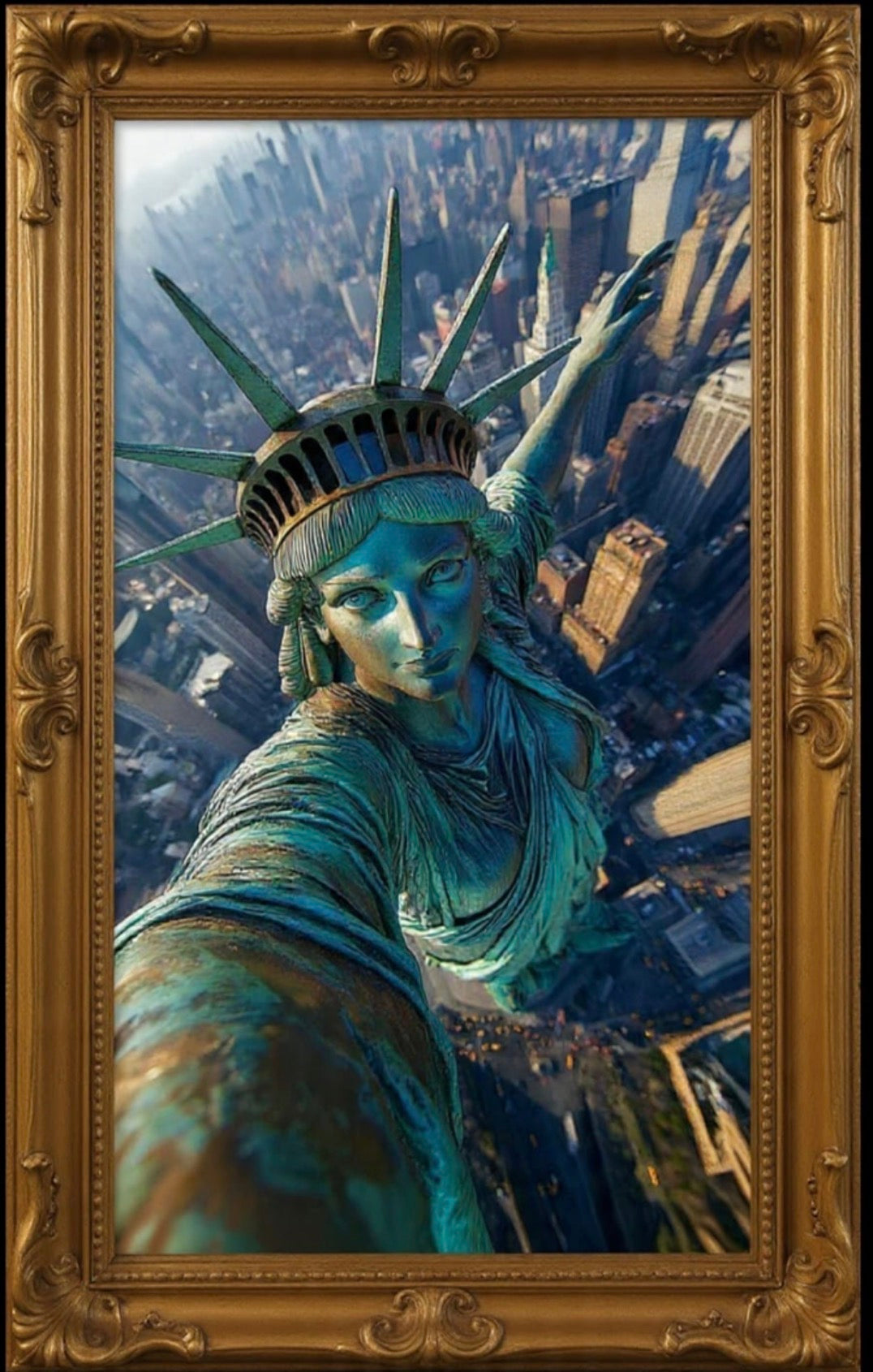 Small replica of the Statue of Liberty by Old World Hub, detailed sculpture with iconic torch and crown.