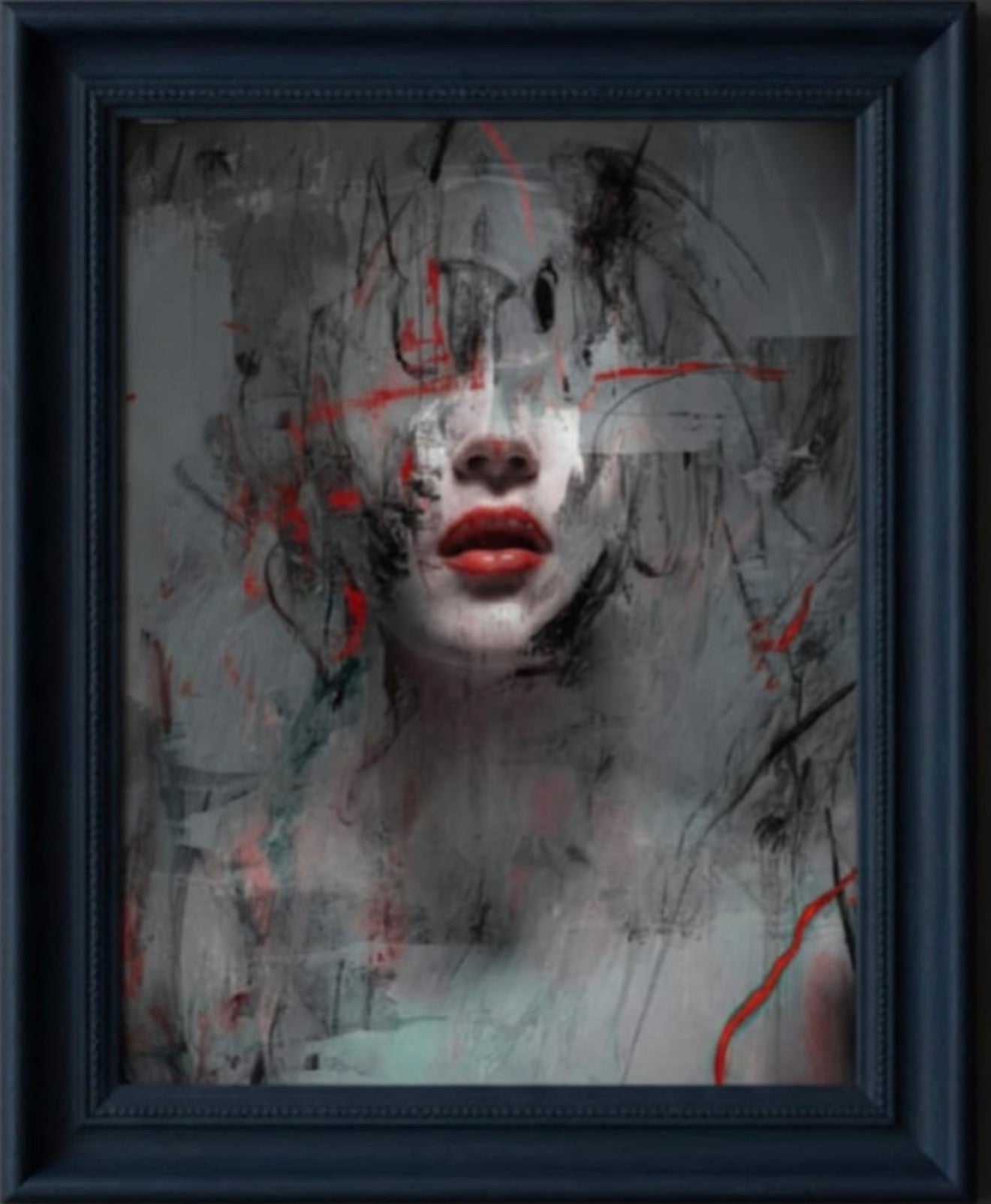 A framed art print titled "Waiting For You" by Old World Hub, featuring a serene landscape scene with warm tones.