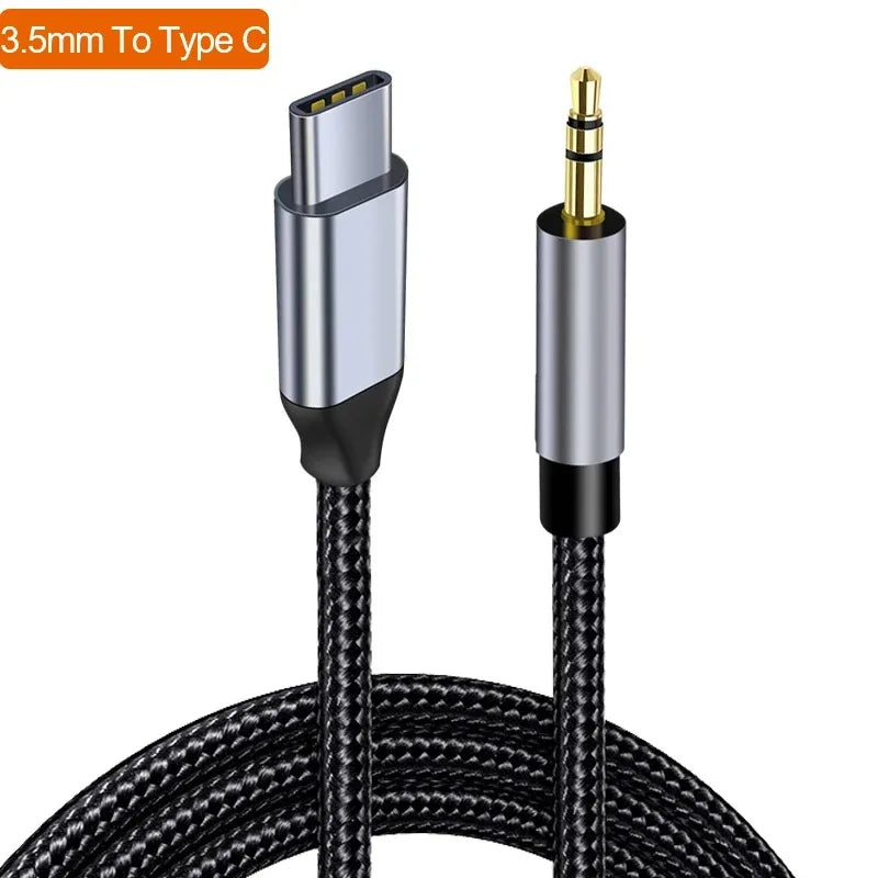 AUX Audio Cable Type-C USB C to 3.5mm Jack AUX Cord Car Speaker Headphone Adapter for Samsung Xiaomi Huawei Type-C Converter