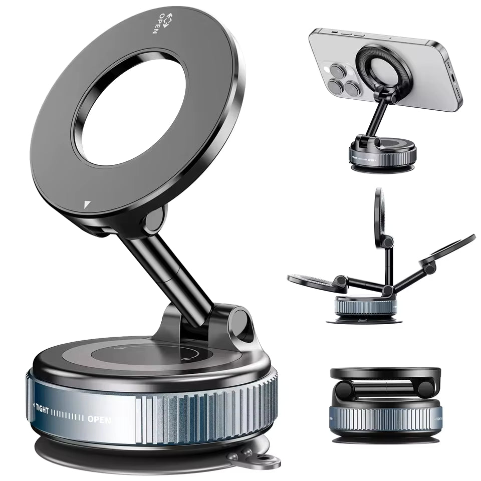 Car Phone Magnetic Stand Mechanical Vacuum Suction Cup Rotate 360° Magnetic Adsorption Bracket Navigation Universal Holder - Old World Hub