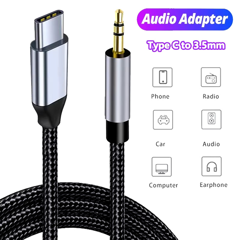 AUX Audio Cable Type-C USB C to 3.5mm Jack AUX Cord Car Speaker Headphone Adapter for Samsung Xiaomi Huawei Type-C Converter - Old World Hub
