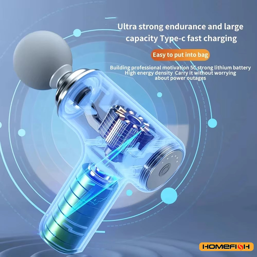 HOMEFISH Portable Electric Massage Gun with 4 Interchangeable Heads & LED Light for Full Body Relaxation Electric Massage Gun - Old World Hub