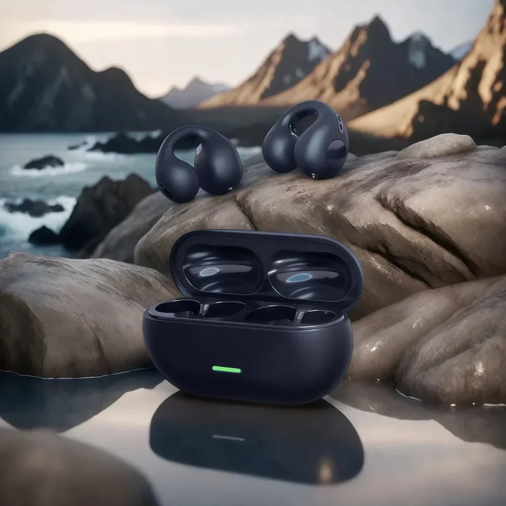 T75 Fone Bluetooth Headset 5.3 Wireless Bone Conduction Headphones Clip Ear Music Noise Canceling HD Call Sports Gaming Earphone