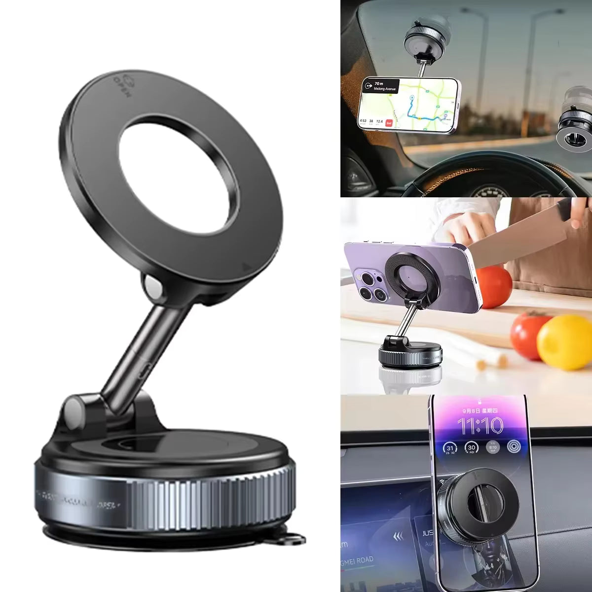 Car Phone Magnetic Stand Mechanical Vacuum Suction Cup Rotate 360° Magnetic Adsorption Bracket Navigation Universal Holder - Old World Hub