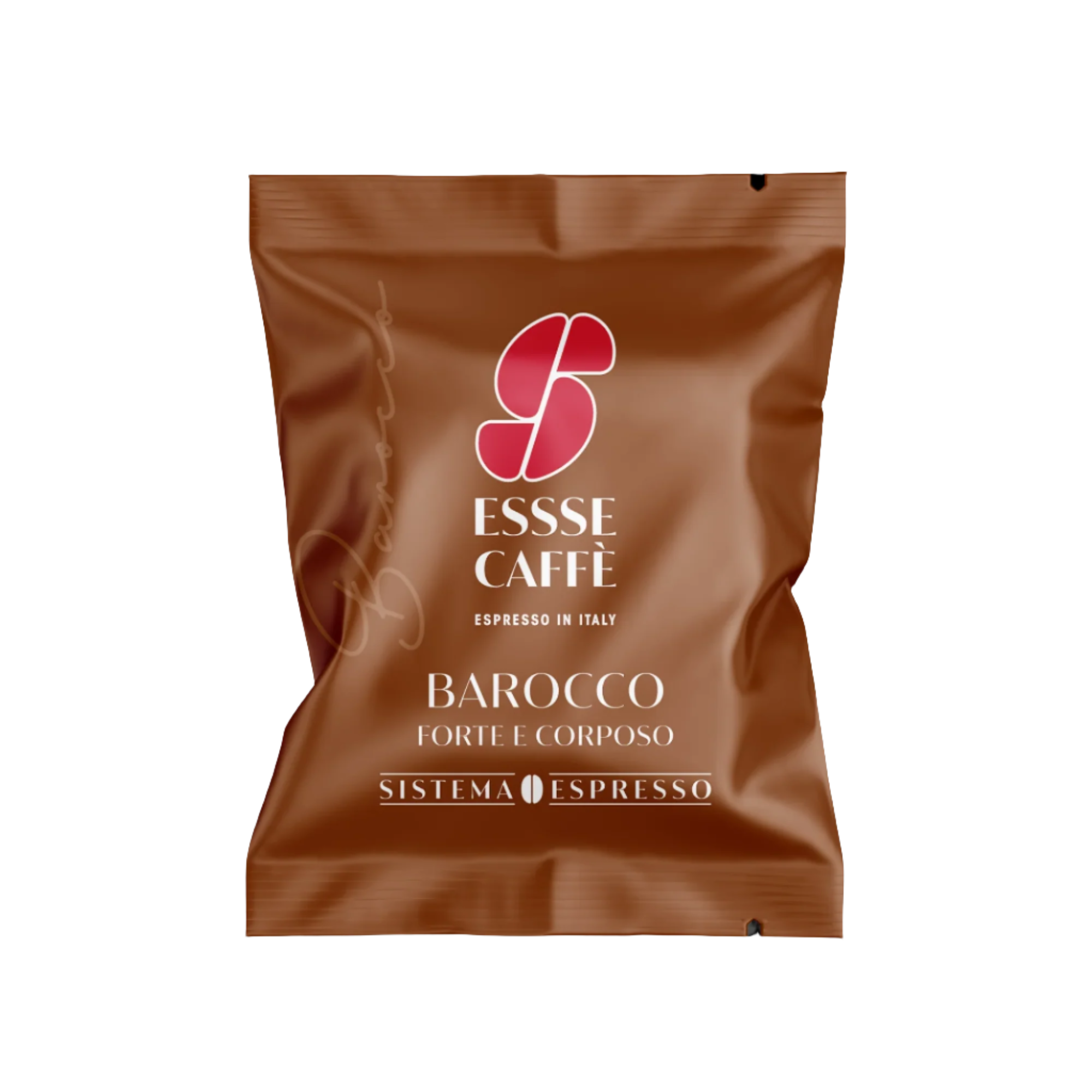 Esse Caffè Barocco espresso coffee pod in brown packaging, Italian coffee capsule